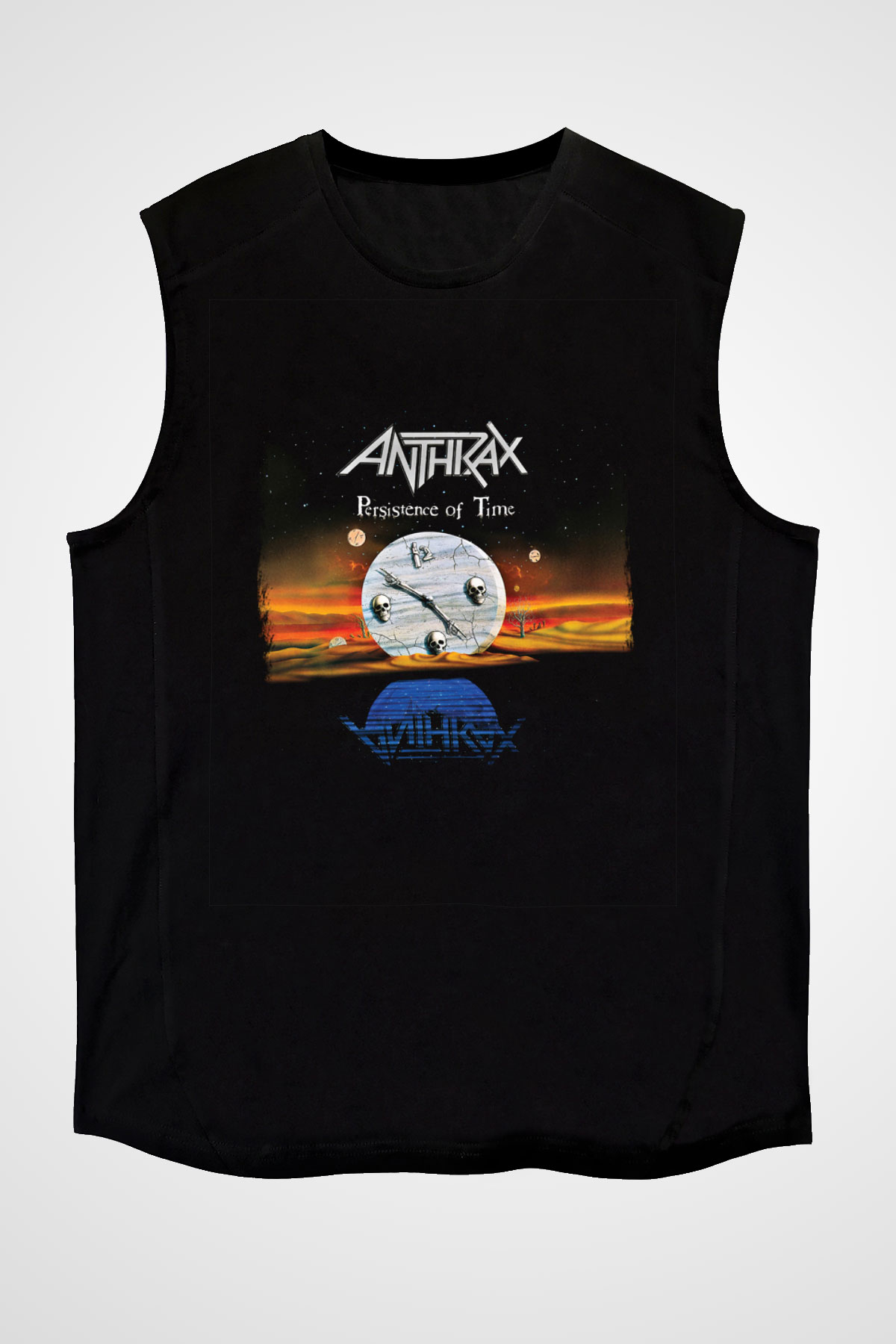 Anthrax Baskılı Unisex Siyah Kolsuz Tişört