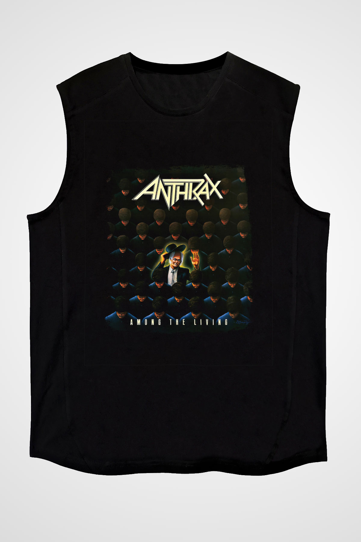 Anthrax Baskılı Unisex Siyah Kolsuz Tişört