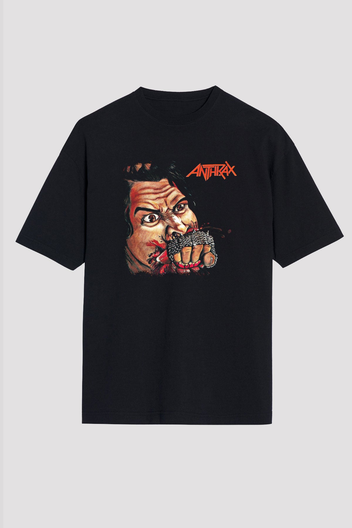 Anthrax Baskılı Unisex Siyah Oversize Tişört