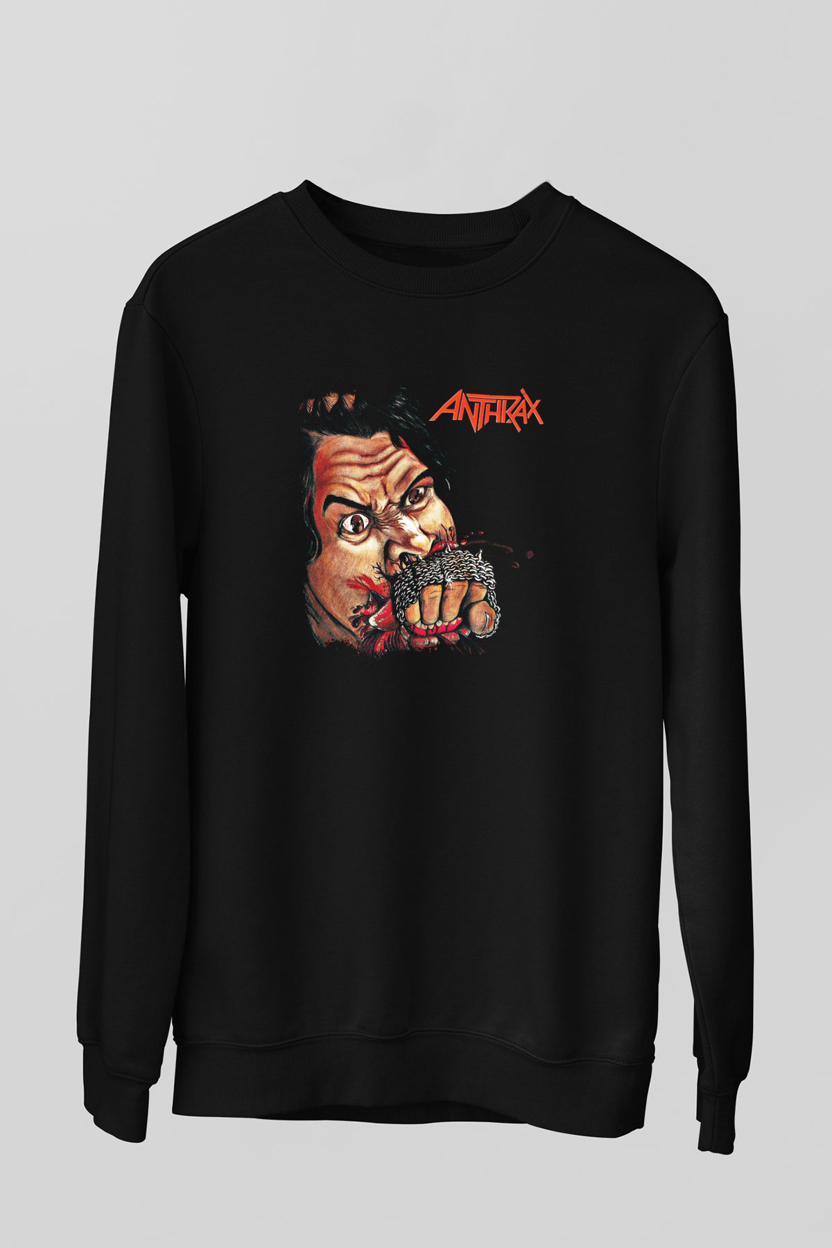 Anthrax Baskılı Unisex Siyah Sweatshirt