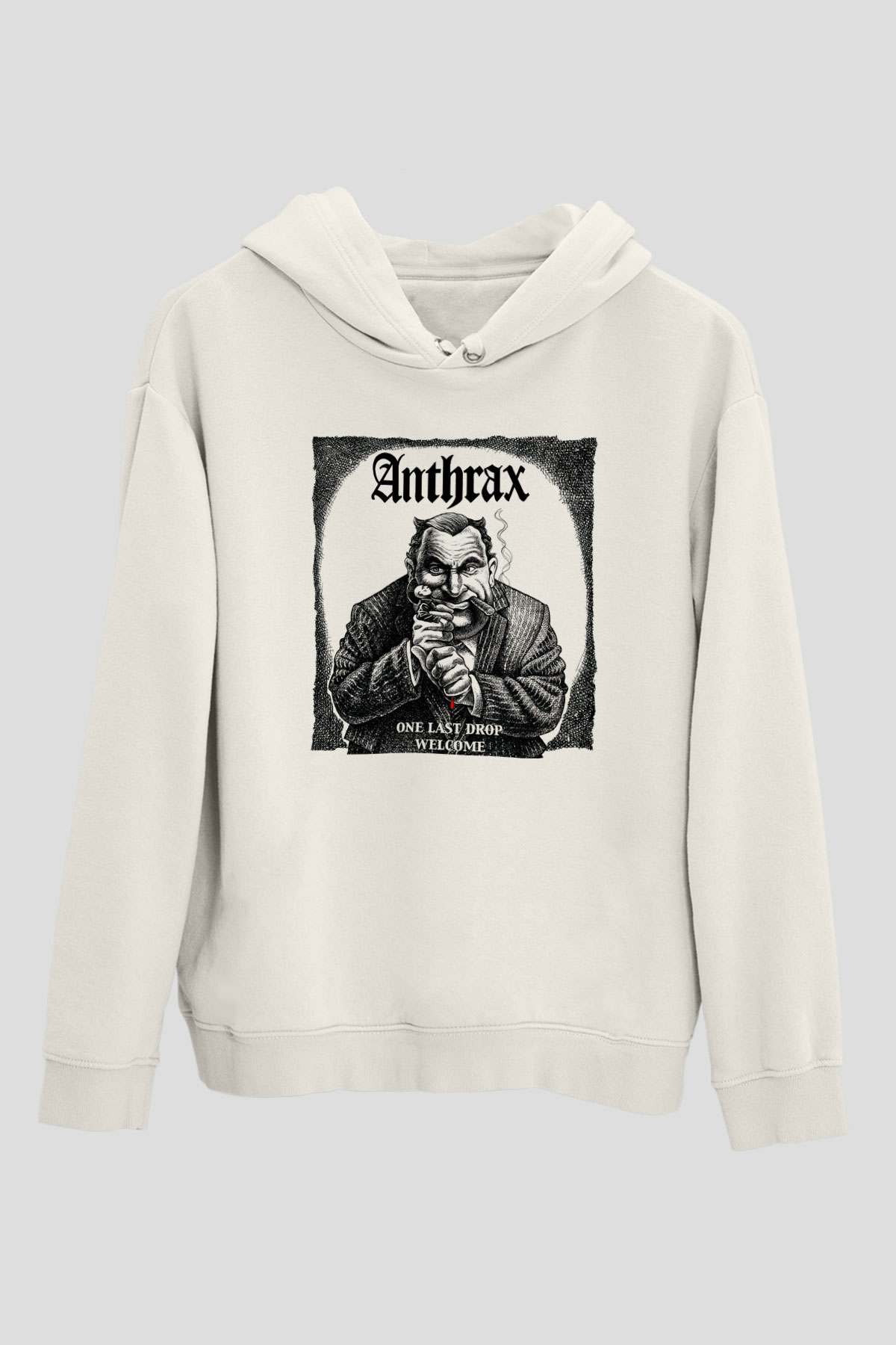 Anthrax Beyaz Unisex Kapşonlu Sweatshirt