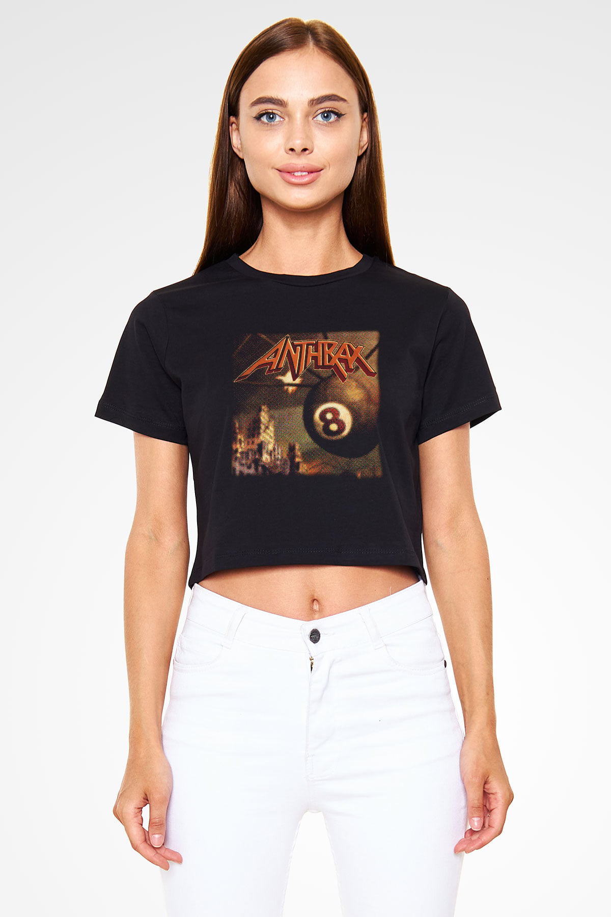 Anthrax Siyah Crop Top Tişört