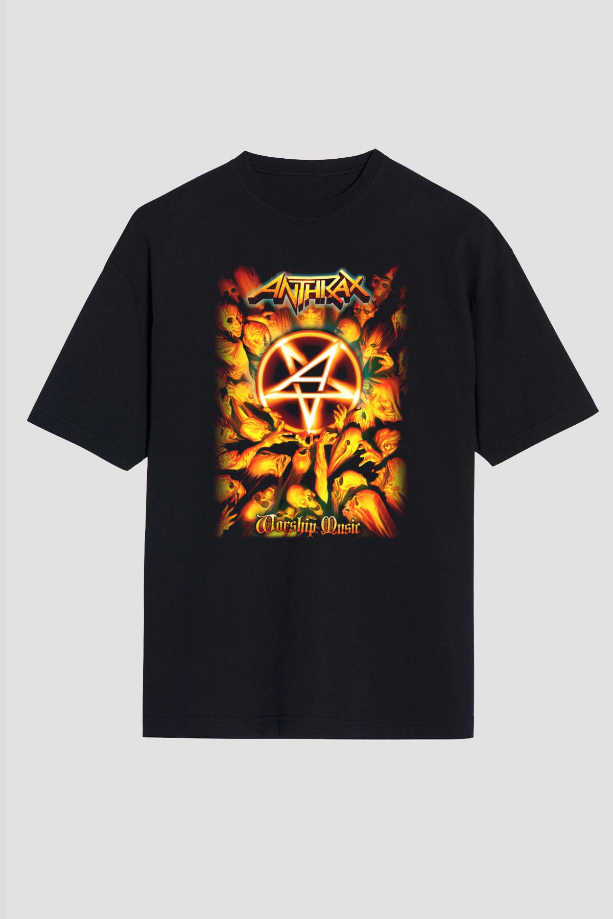 Anthrax Siyah Unisex Oversize Tişört T-Shirt
