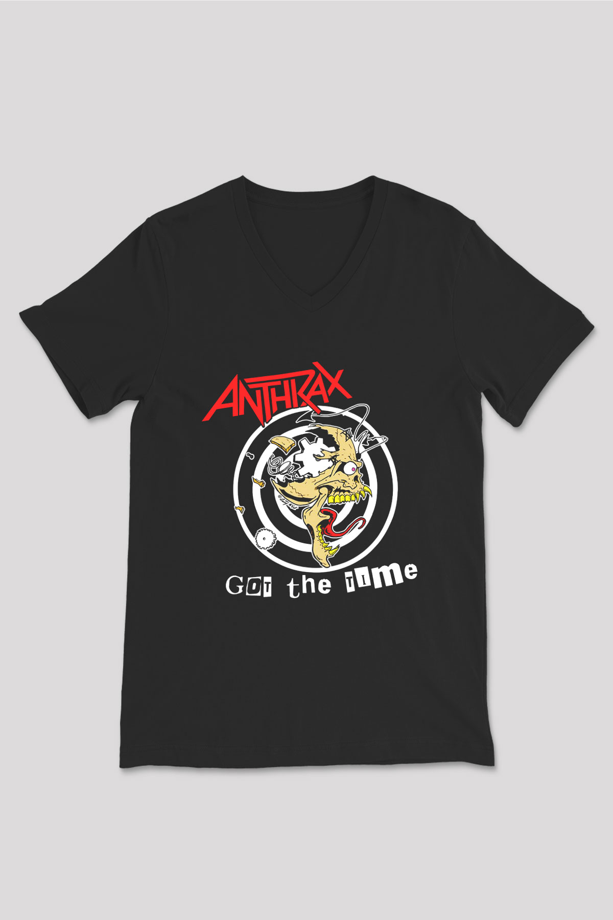 Anthrax Siyah Unisex V Yaka Tişört T-Shirt