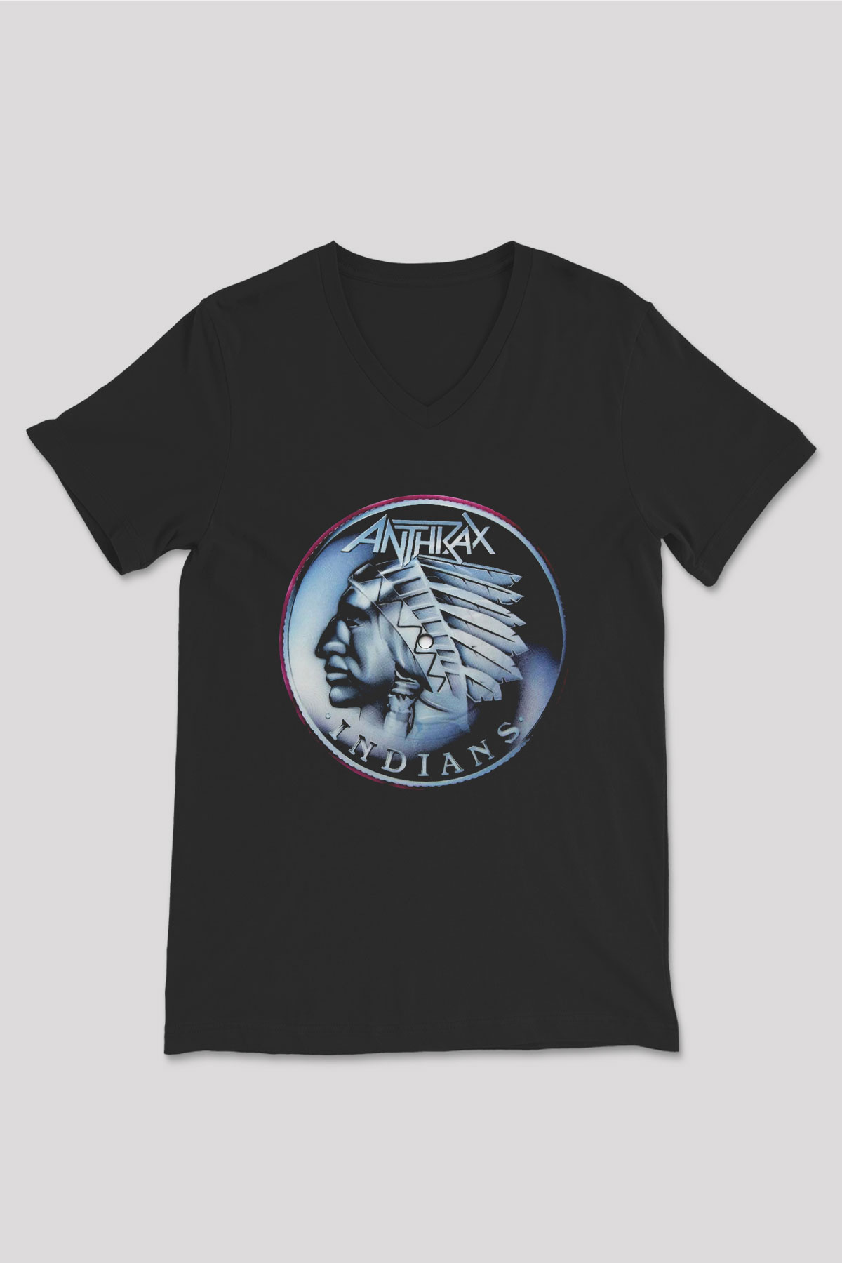 Anthrax Siyah Unisex V Yaka Tişört T-Shirt