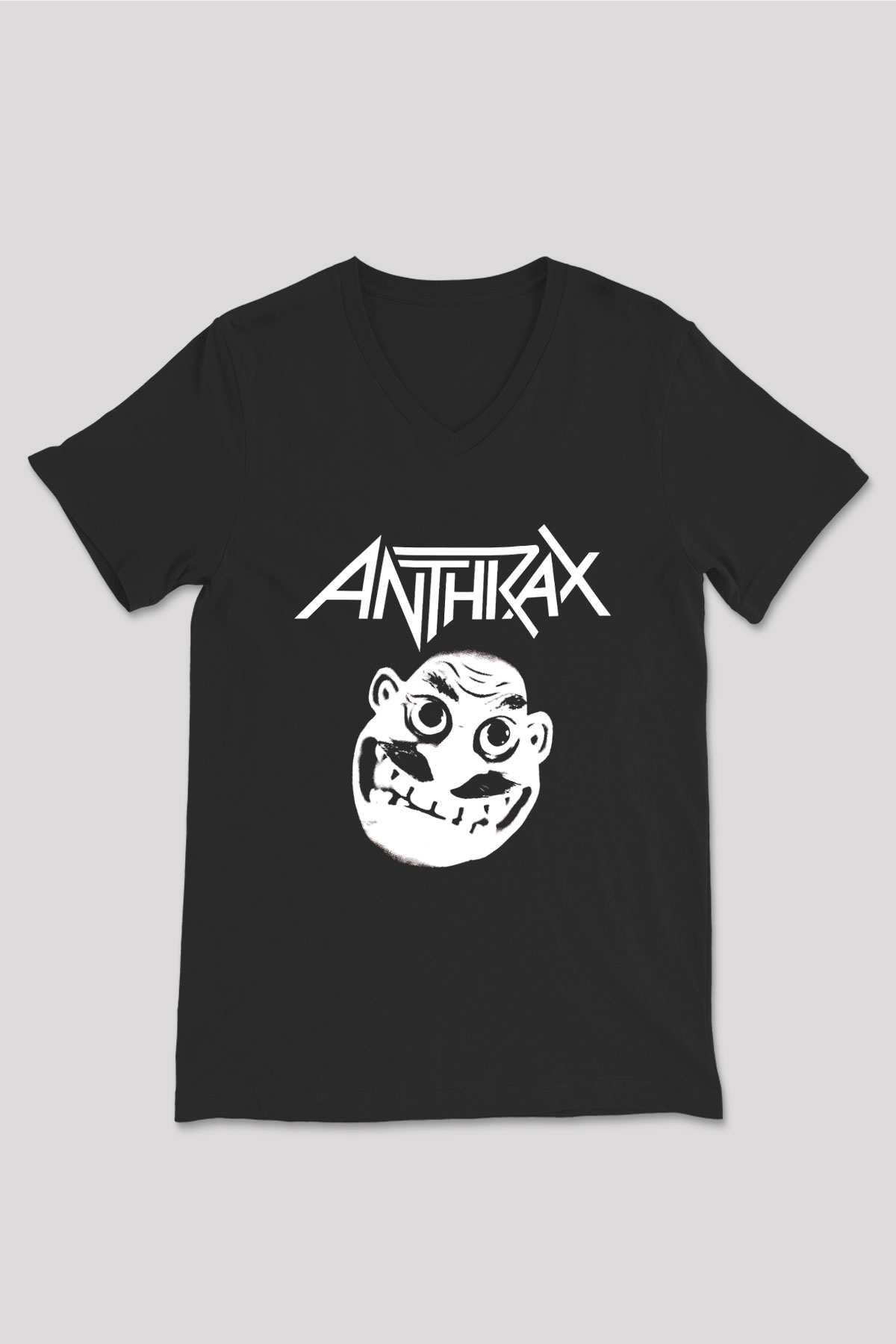 Anthrax Siyah Unisex V Yaka Tişört T-Shirt
