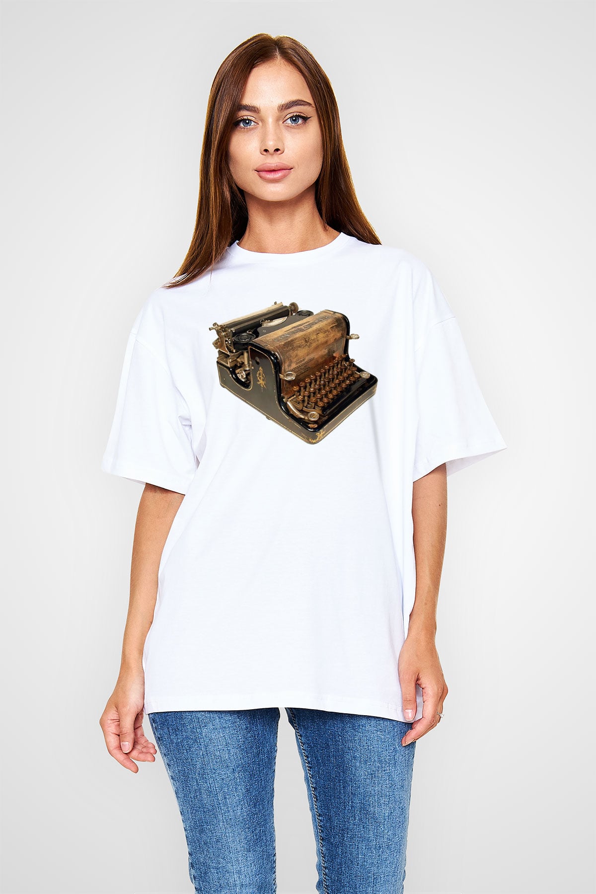 Antika satıcısı Beyaz Unisex Oversize Tişört T-Shirt