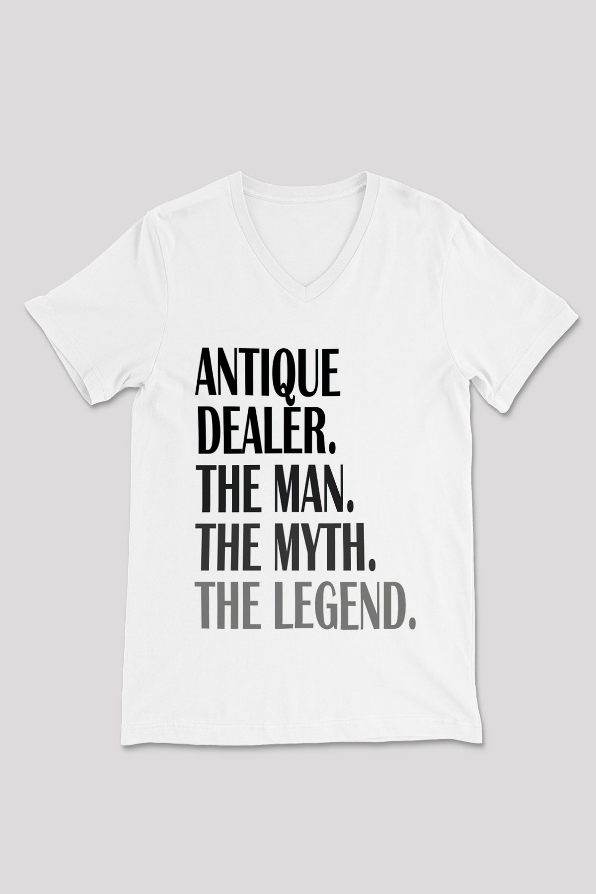 Antika satıcısı Beyaz Unisex V Yaka Tişört