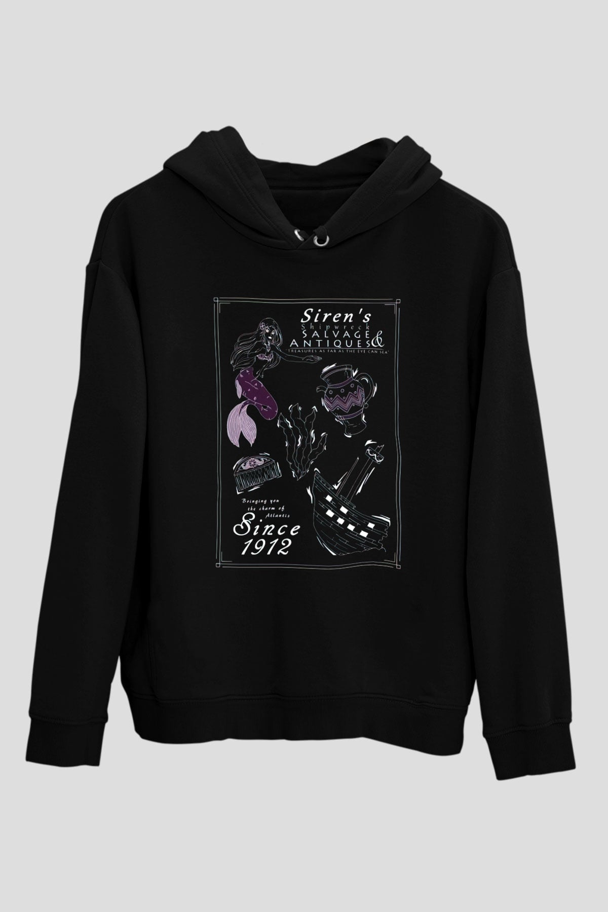 Antika satıcısı Siyah Unisex Kapüşonlu Sweatshirt
