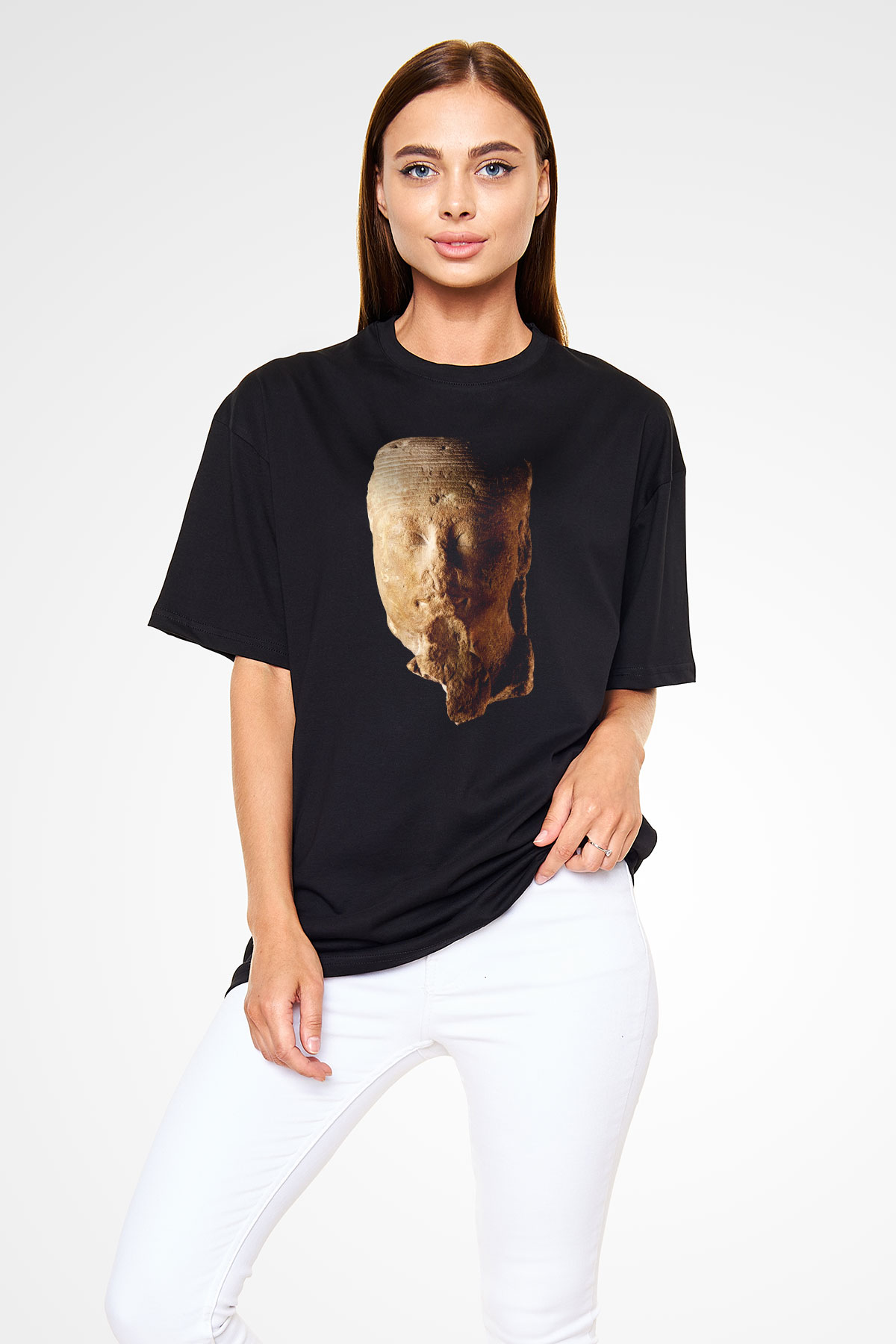 Antika satıcısı Siyah Unisex Oversize Tişört T-Shirt