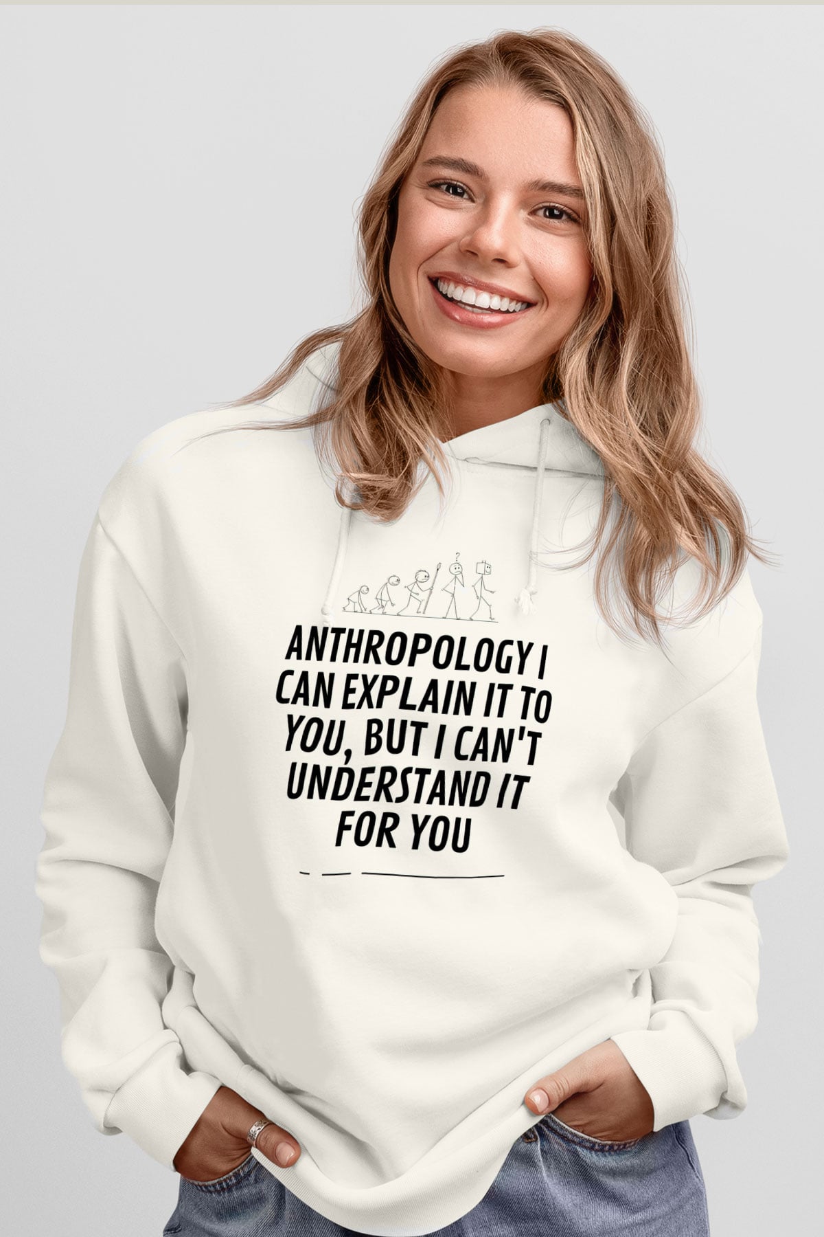 Antropolog Beyaz Unisex Kapüşonlu Sweatshirt