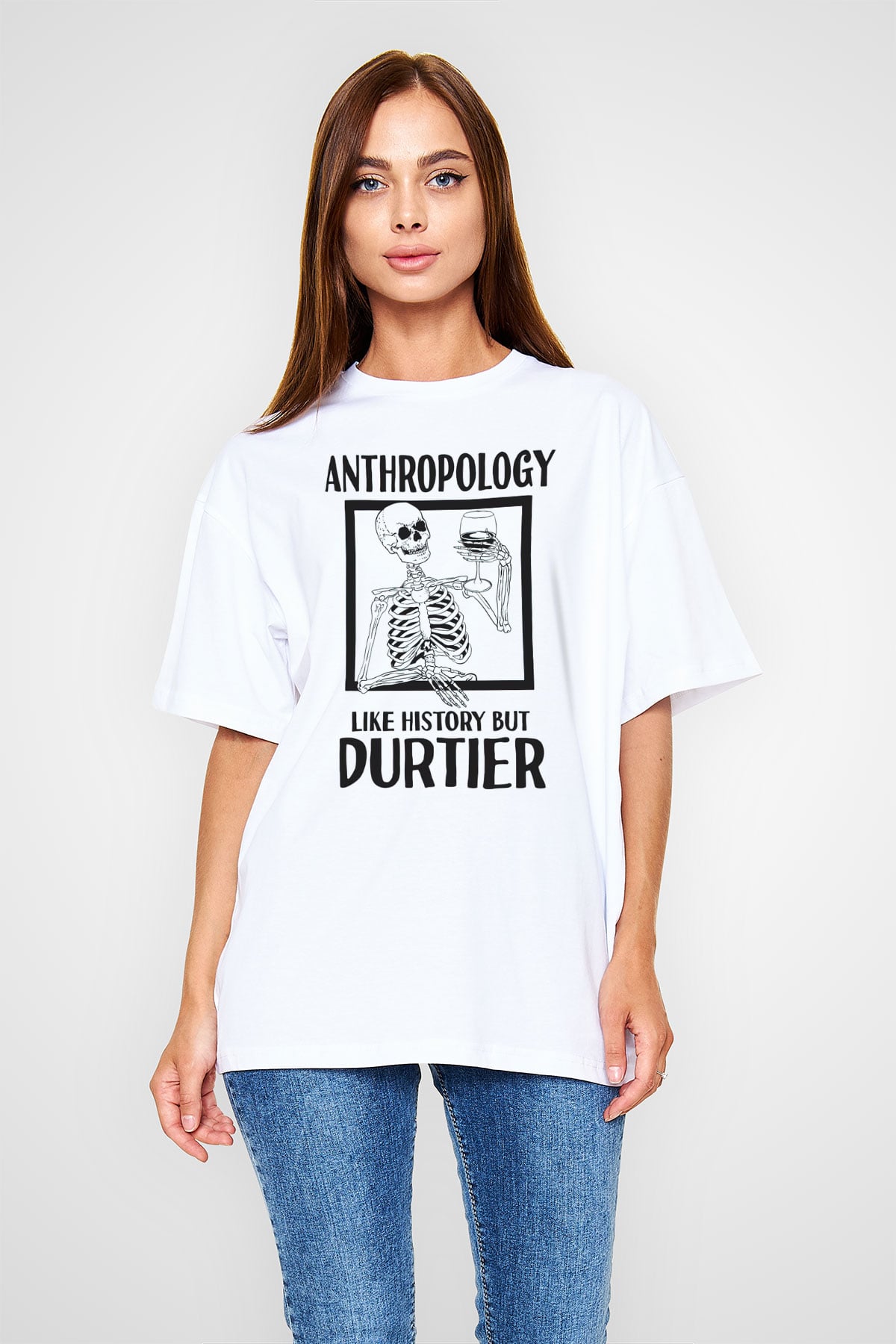 Antropolog Beyaz Oversize Tişört Oversize T-shirt - TişörtFabrikası