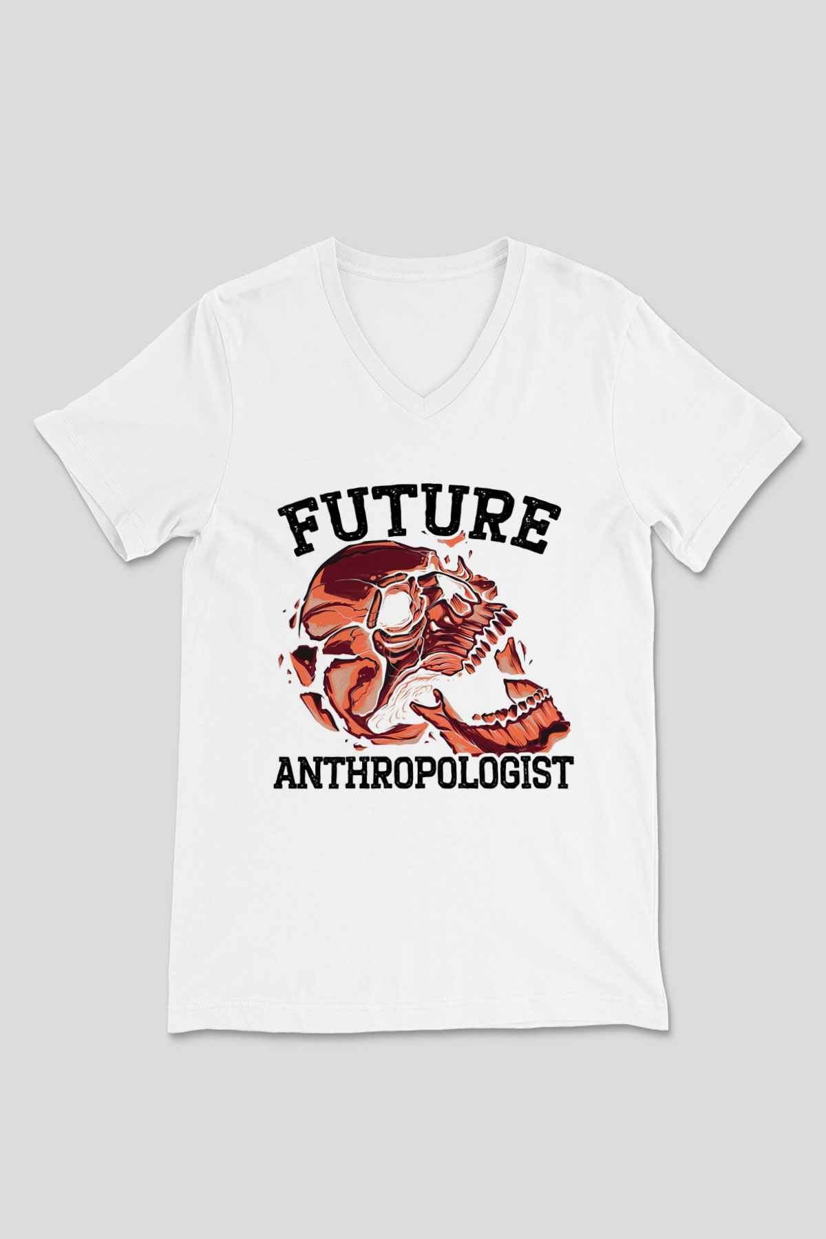 Antropolog Beyaz Unisex V Yaka Tişört