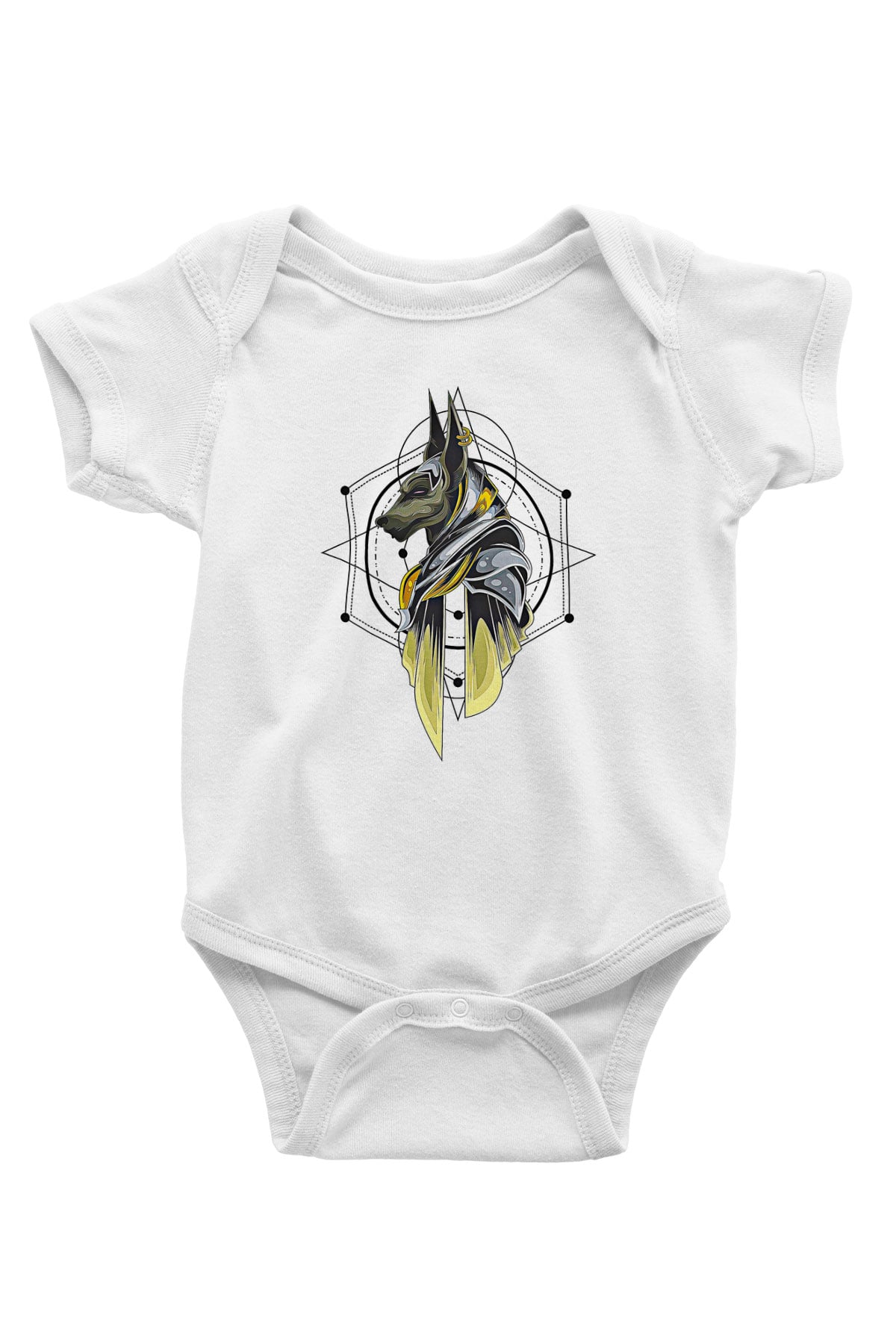 Anubis Baskılı Beyaz Unisex Bebek Body - Zıbın