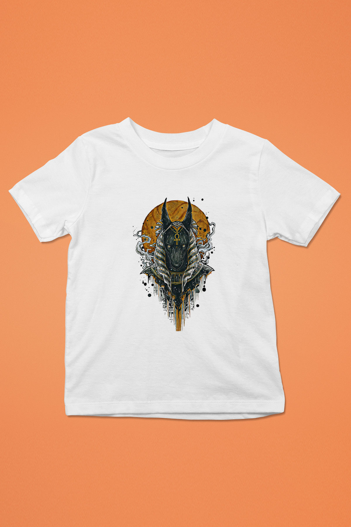 Anubis Baskılı Beyaz Unisex Beyaz Çocuk Tişört - Tshirt