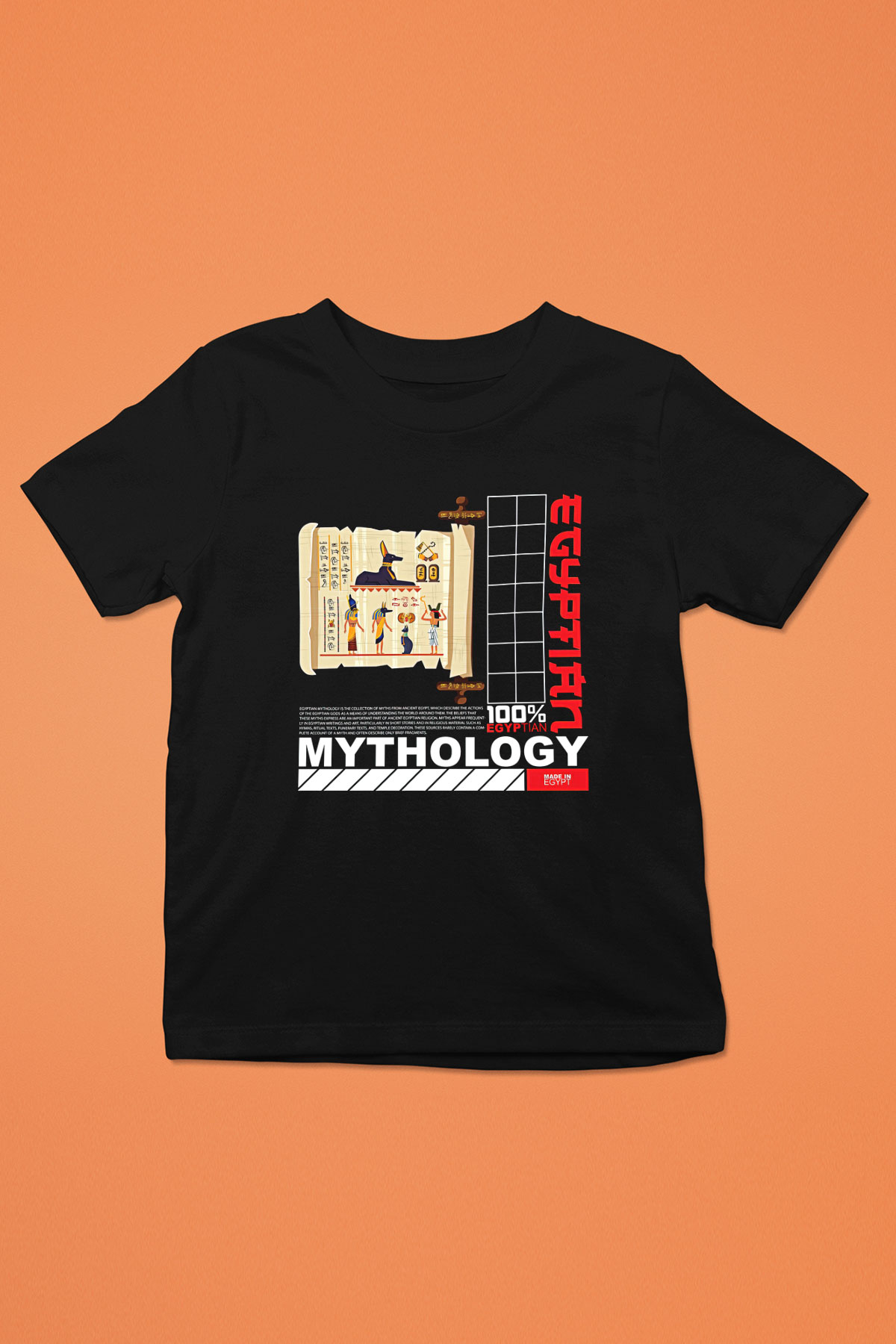 Anubis Baskılı Unisex Siyah Çocuk Tişört - Tshirt