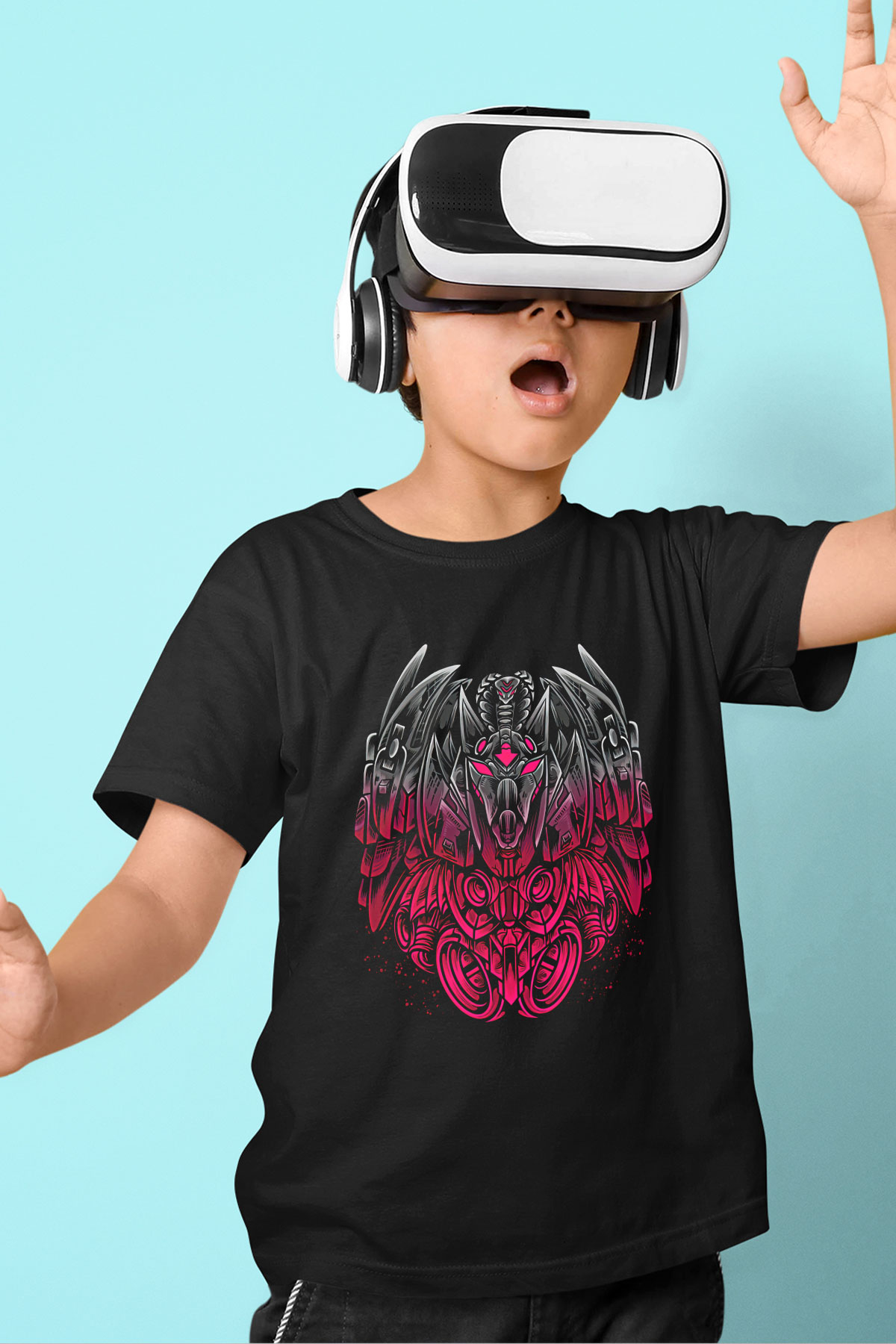Anubis Baskılı Unisex Siyah Çocuk Tişört - Tshirt