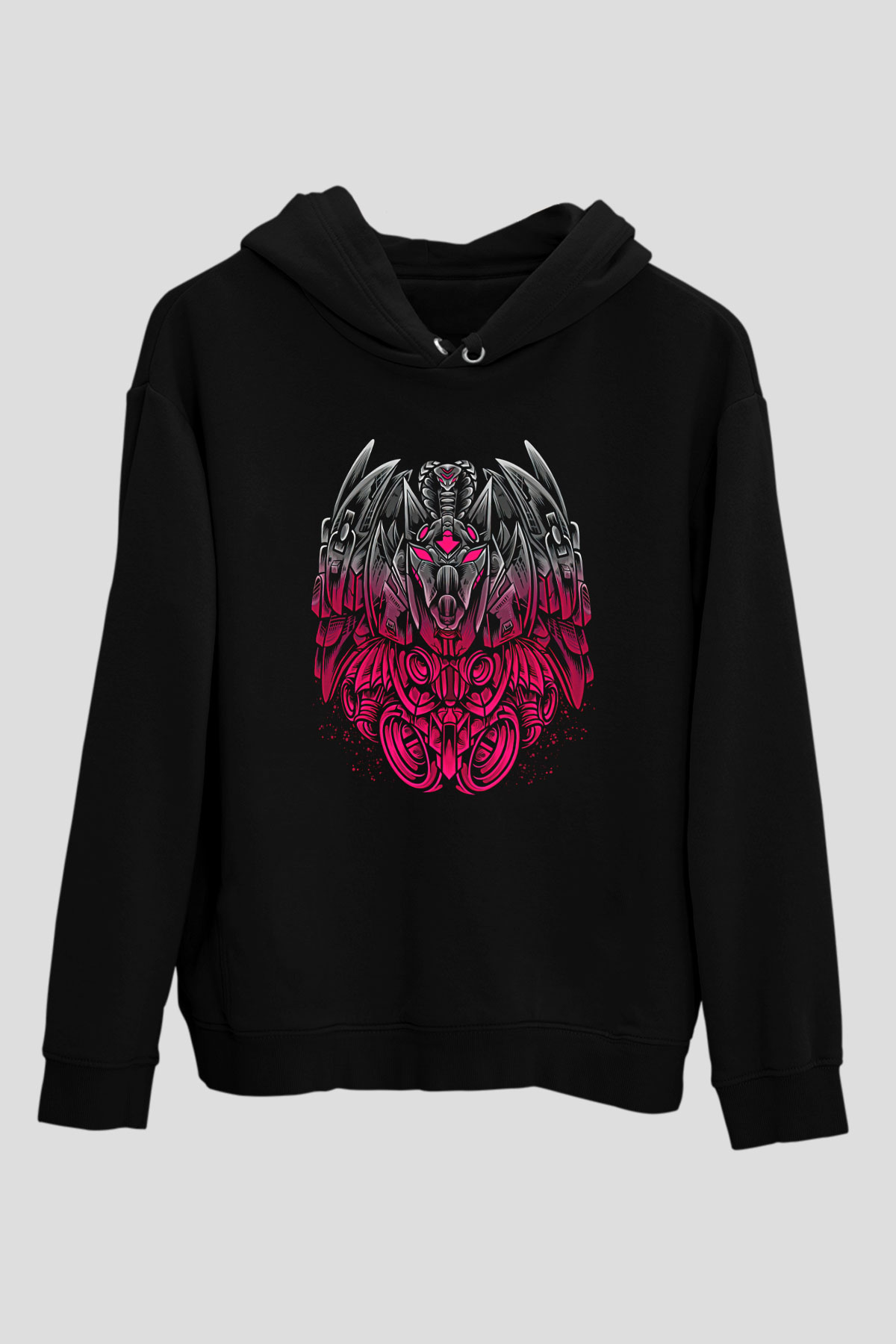 Anubis Baskılı Unisex Siyah Hoodie