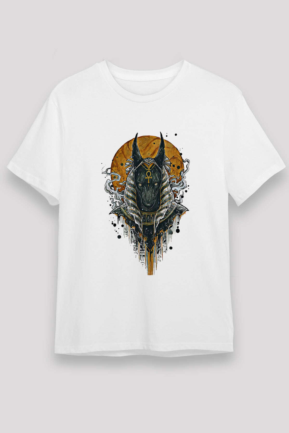 Anubis Unisex Baskılı Beyaz Tişört - Tshirt