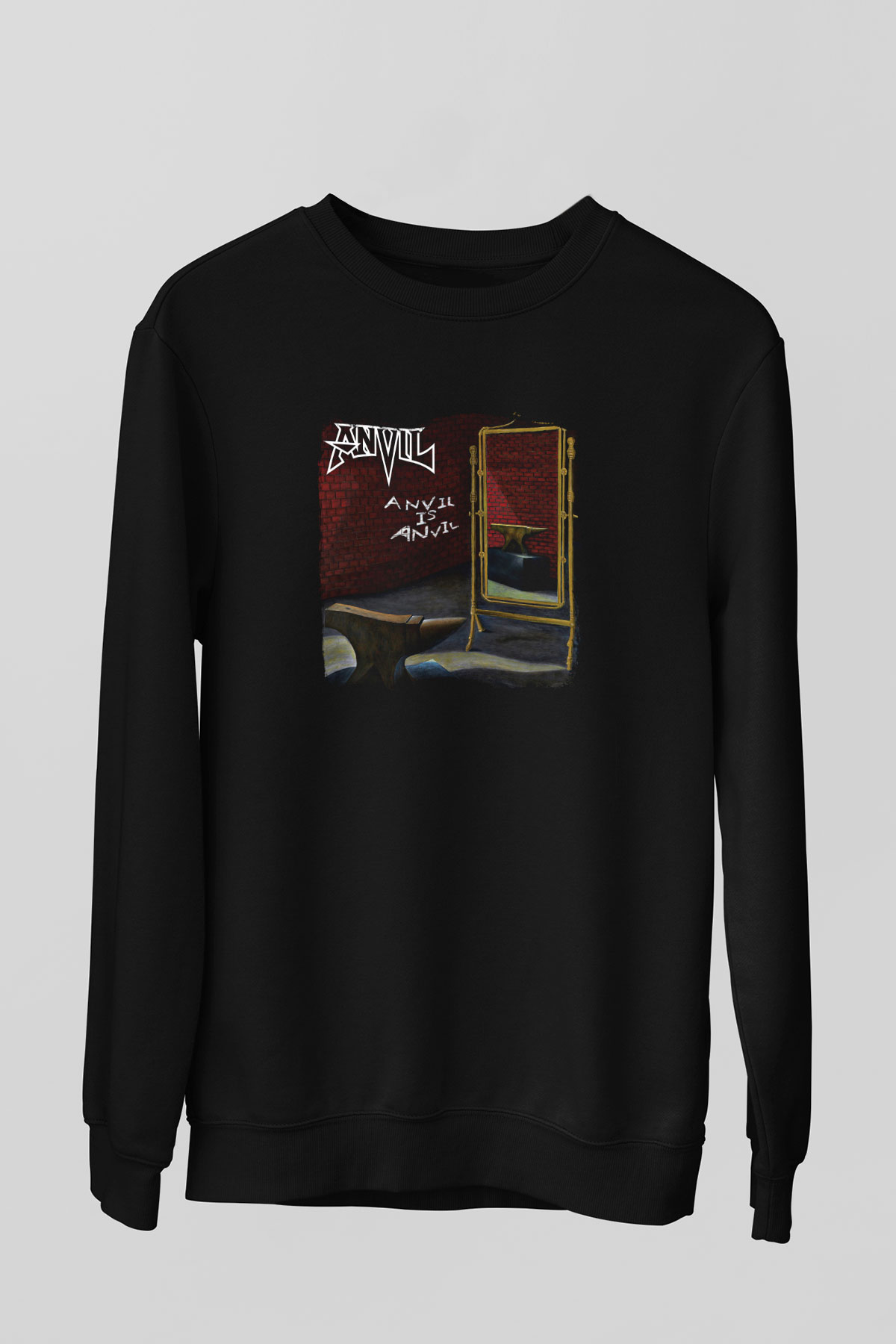 Anvil Baskılı Unisex Siyah Sweatshirt