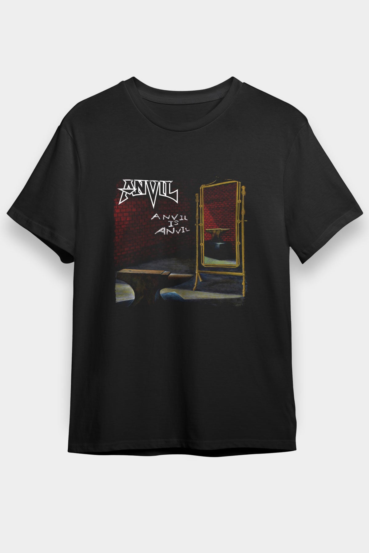 Anvil Baskılı Unisex Siyah Tişört