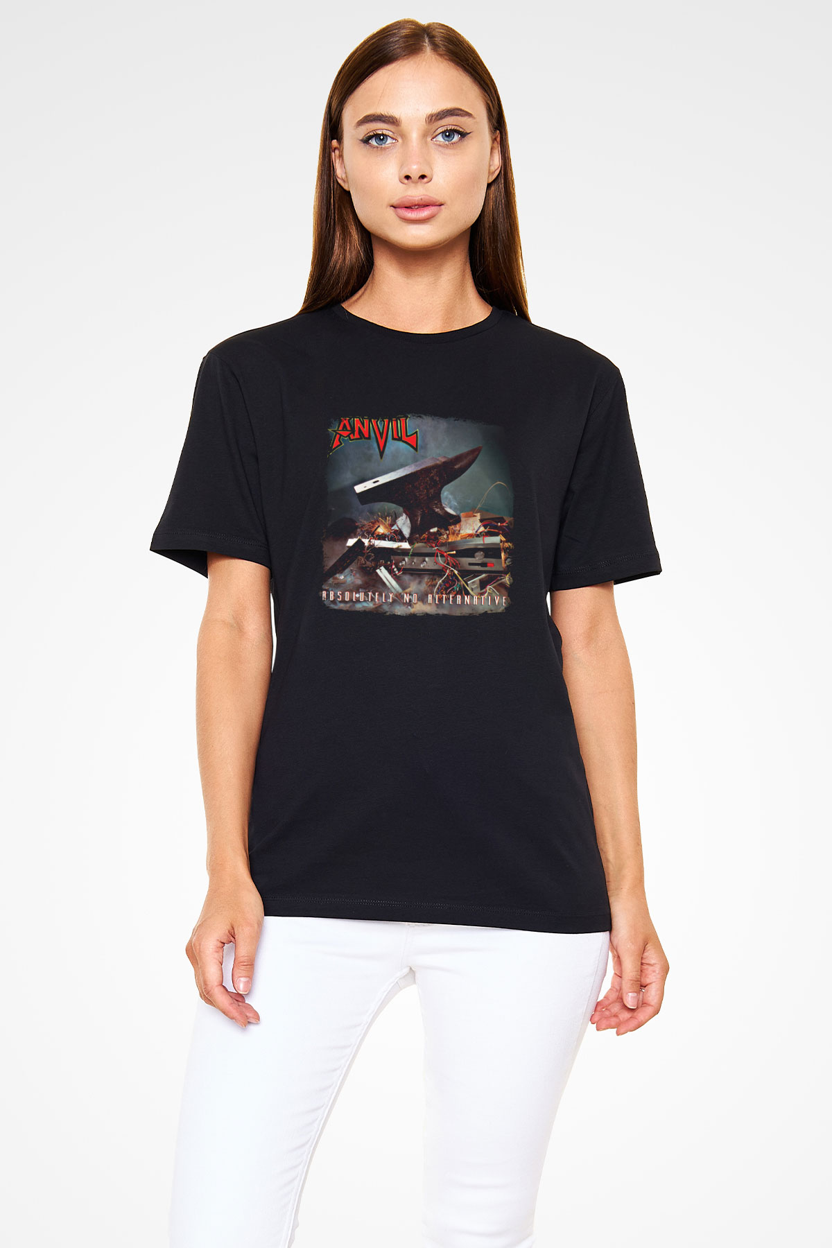 Anvil Baskılı Unisex Siyah Tişört