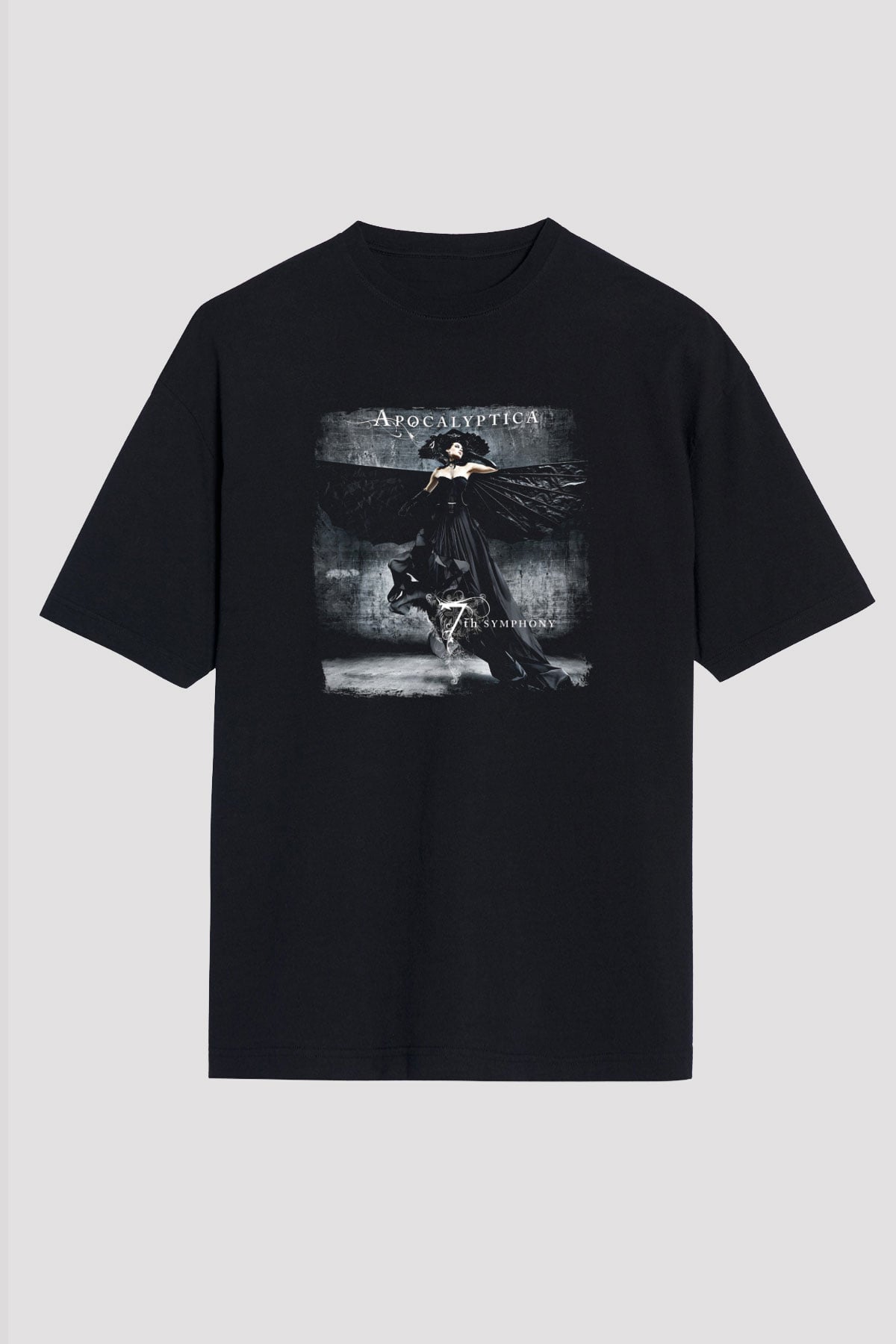 Apocalyptica Baskılı Unisex Siyah Oversize Tişört