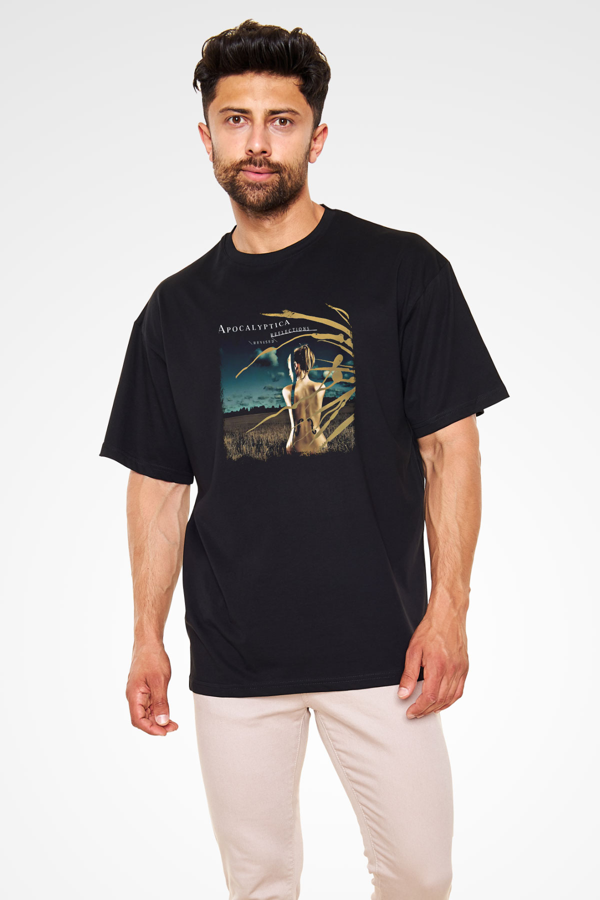 Apocalyptica Baskılı Unisex Siyah Oversize Tişört