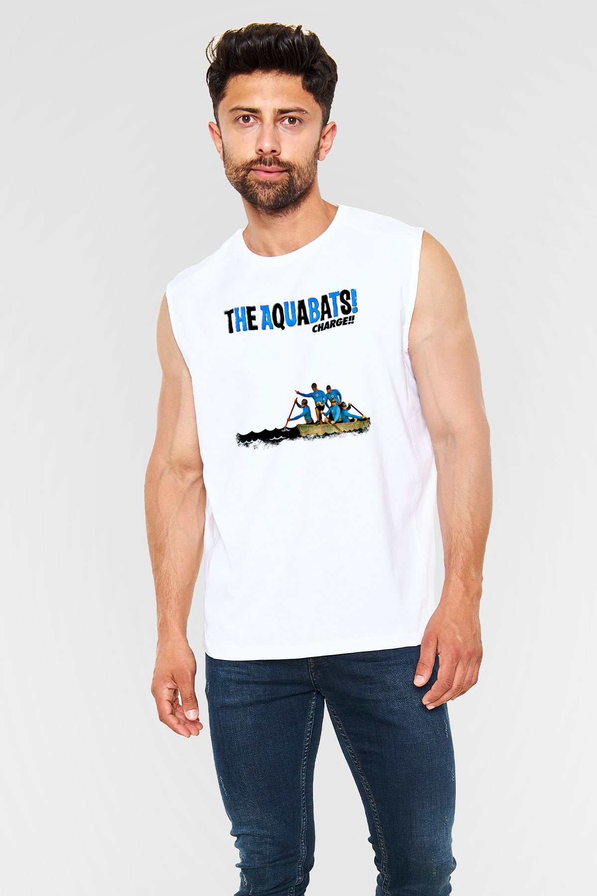 Aquabats Baskılı Unisex Beyaz Kolsuz Tişört