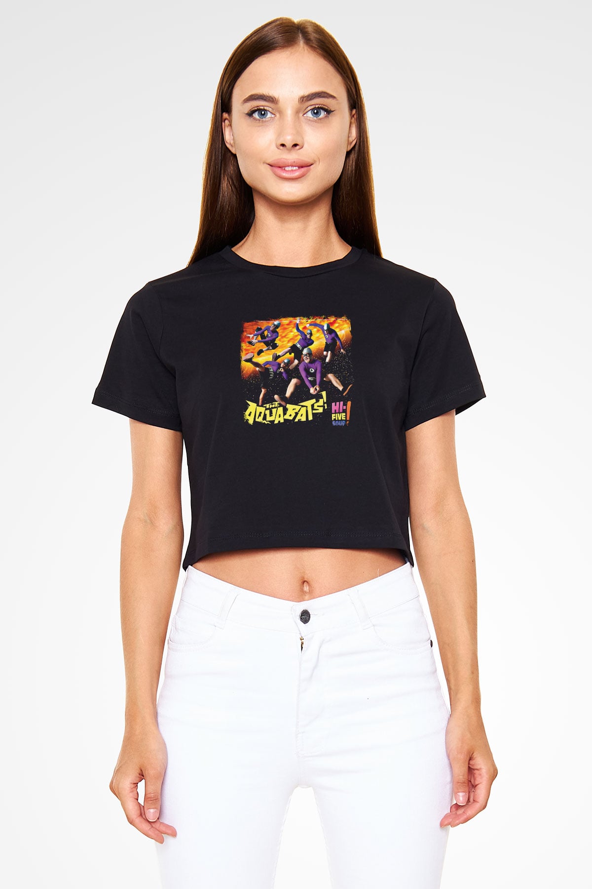 Aquabats Baskılı Unisex Siyah Crop Top Tişört