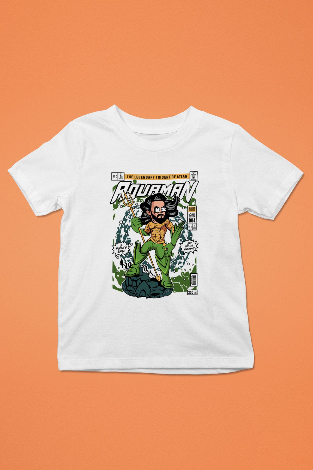 Aquaman Baskılı Unisex Beyaz Çocuk Tişört