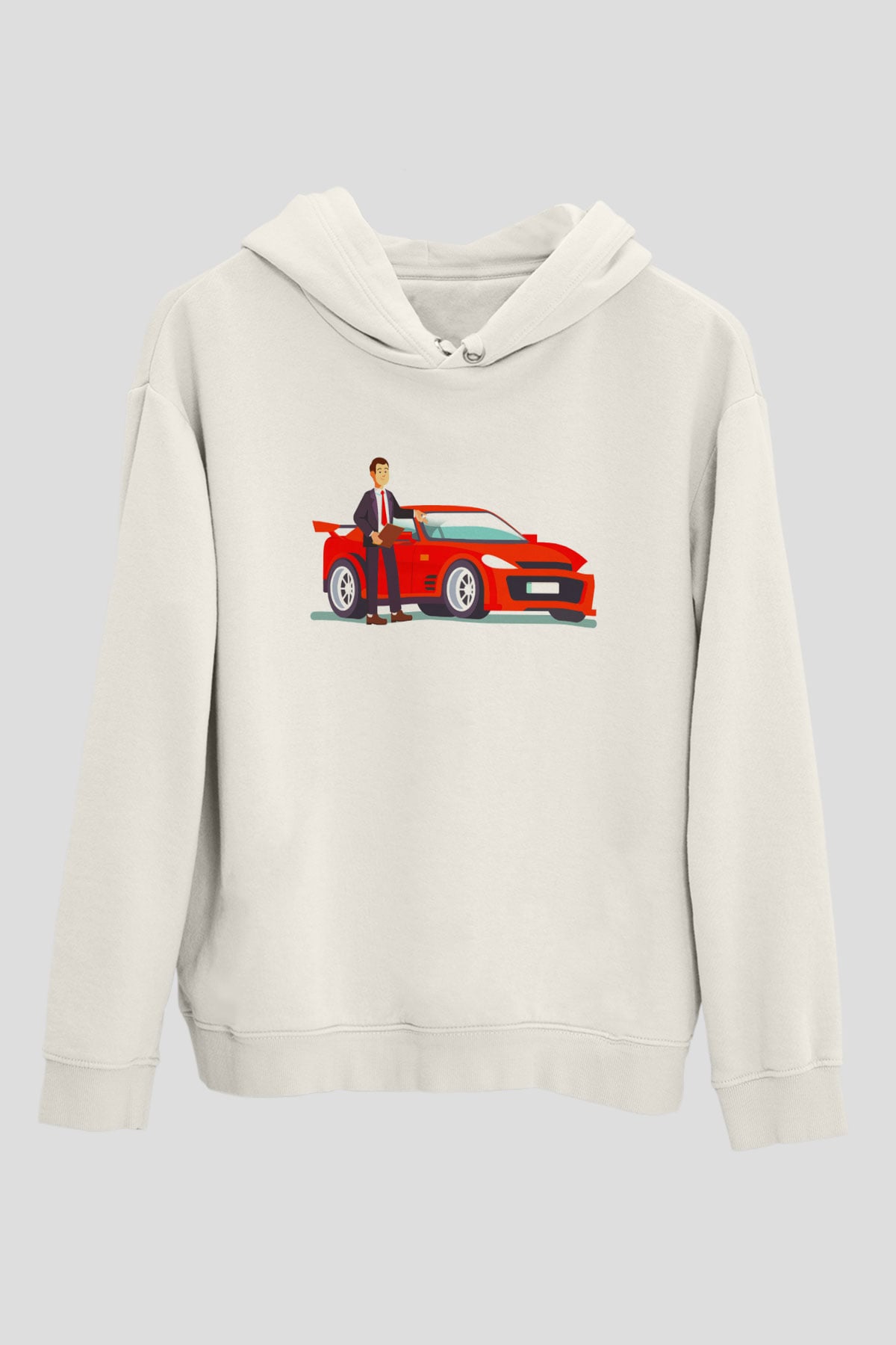 Araba satıcısı Beyaz Unisex Kapüşonlu Sweatshirt