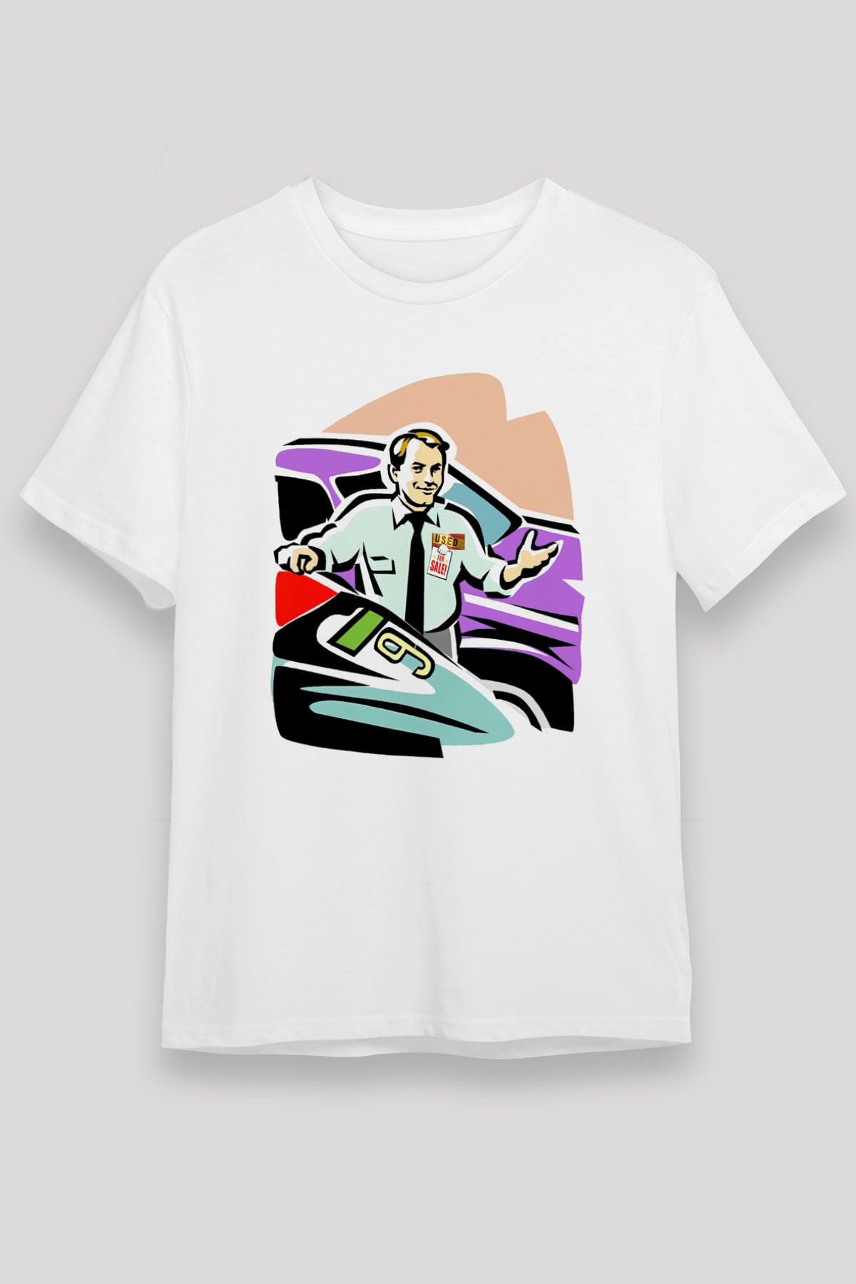 Araba satıcısı Beyaz Unisex Tişört T-Shirt - TişörtFabrikası
