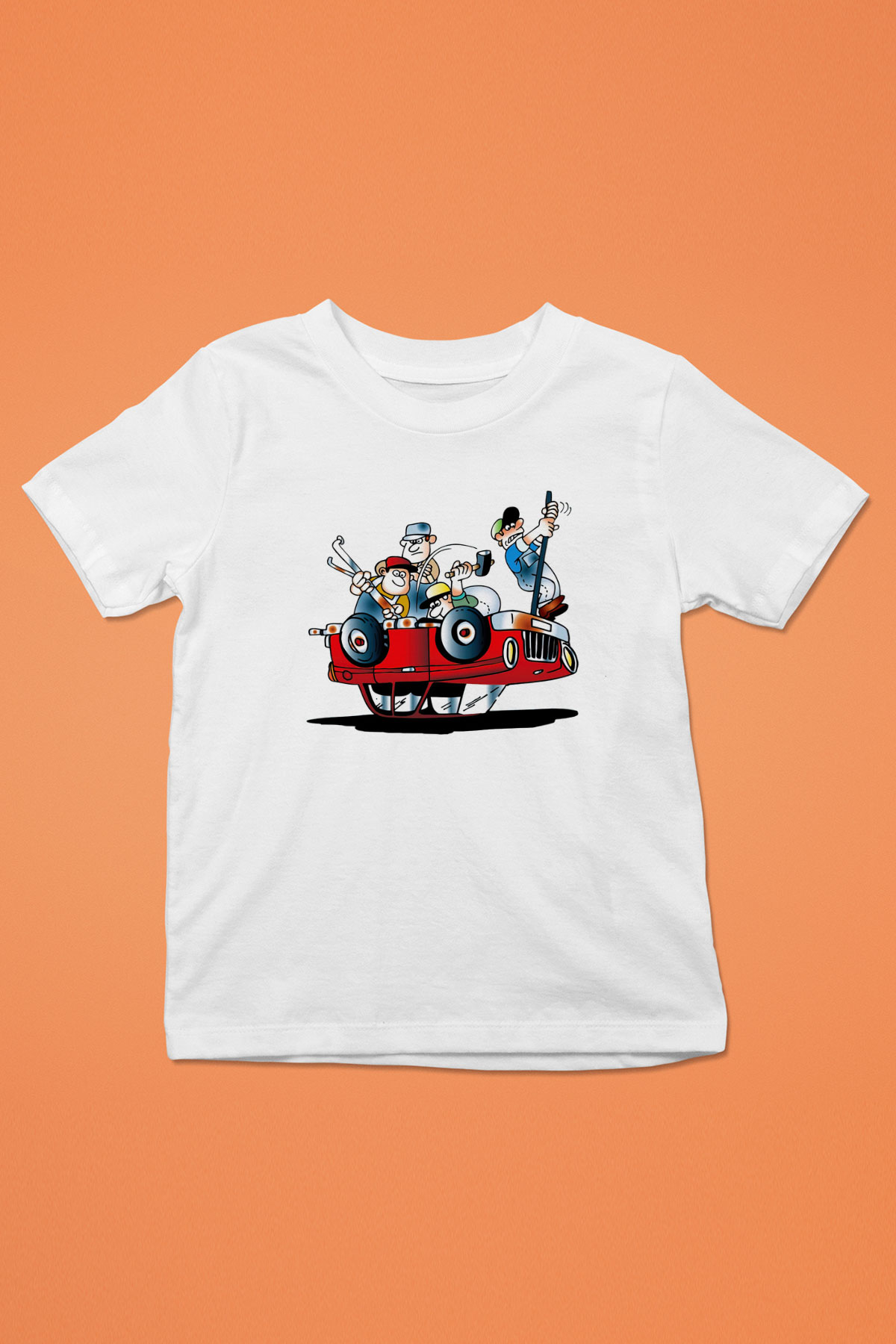 Araba tamircisi Baskılı Beyaz Unisex Çocuk Tişört