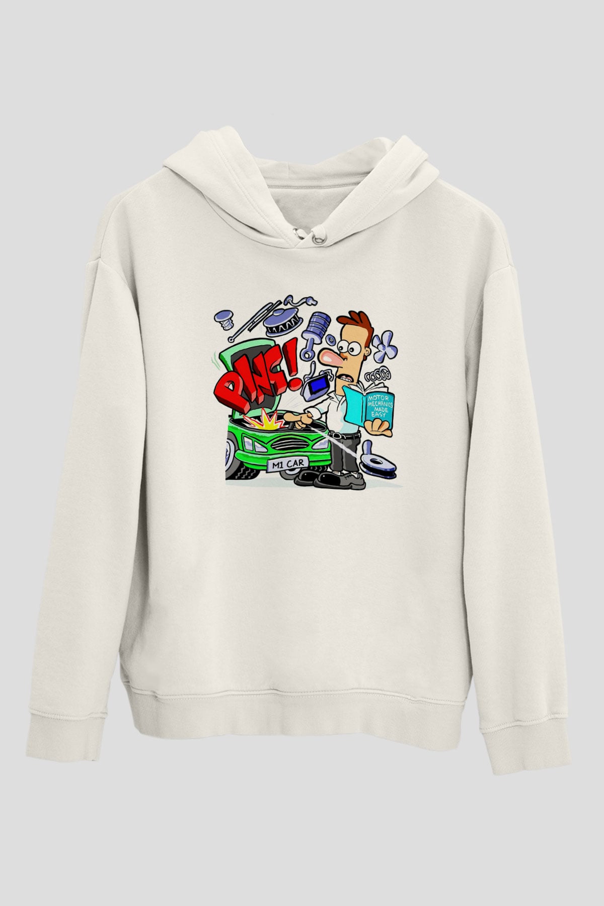 Araba tamircisi Beyaz Unisex Hoodie