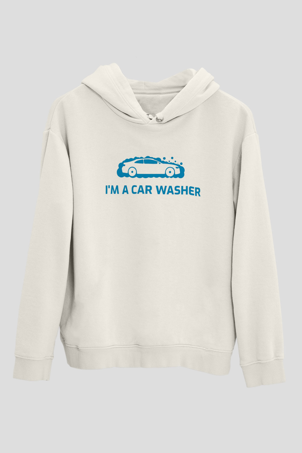 Araba yıkayıcısı Beyaz Unisex Kapüşonlu Sweatshirt
