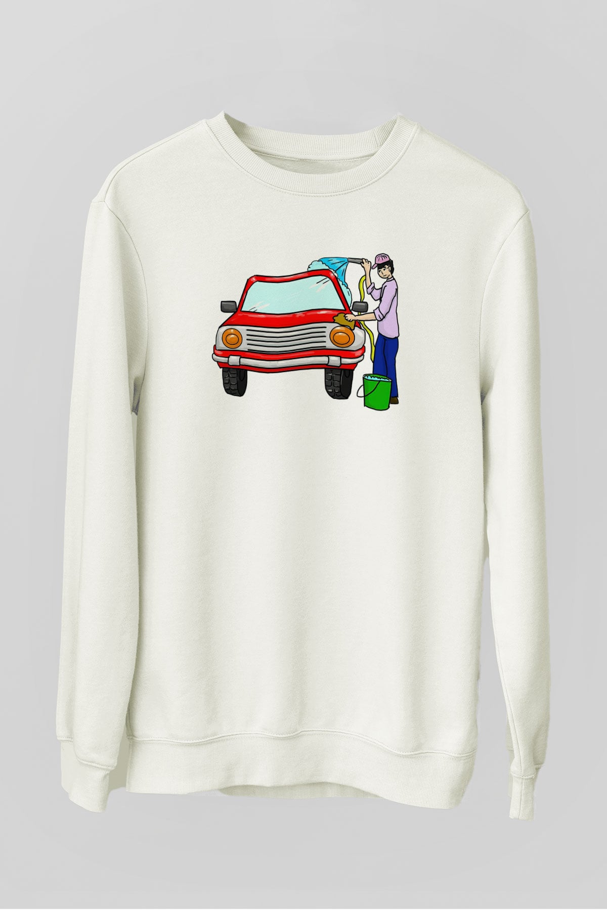 Araba yıkayıcısı Beyaz Unisex Sweatshirt