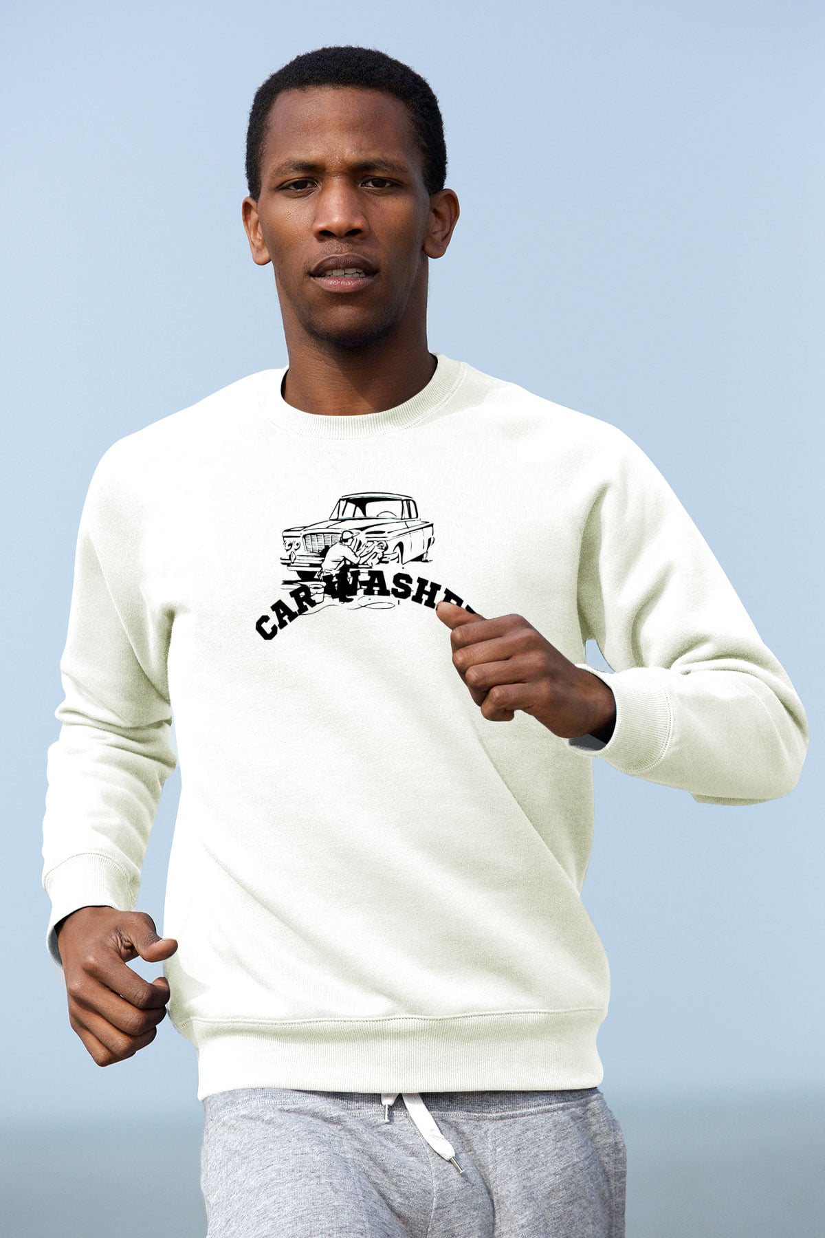 Araba yıkayıcısı Beyaz Unisex Sweatshirt