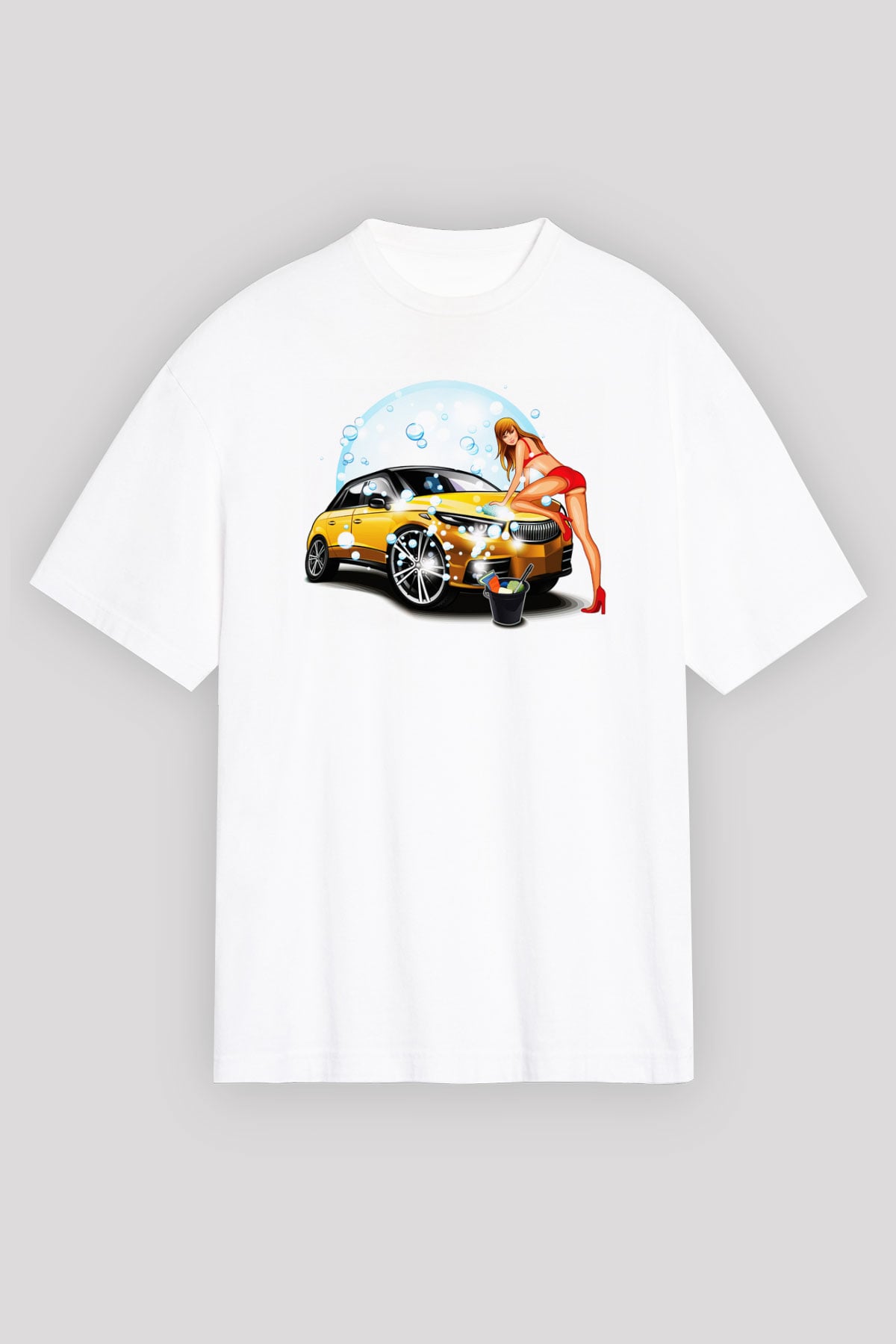 Araba yıkayıcısı Beyaz Oversize Tişört Oversize T-shirt - TişörtFabrikası