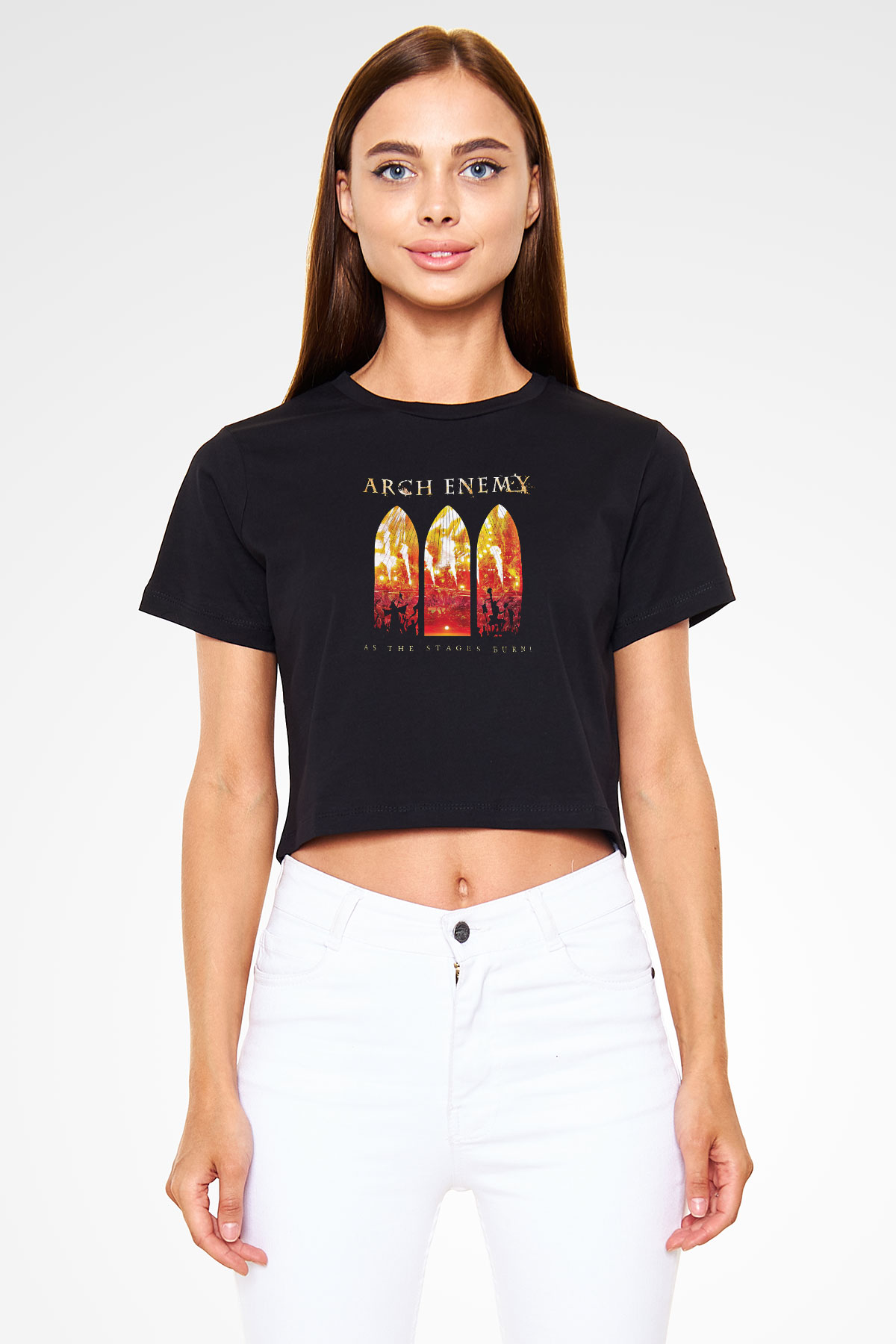 Arch Enemy Baskılı Unisex Siyah Crop Top Tişört