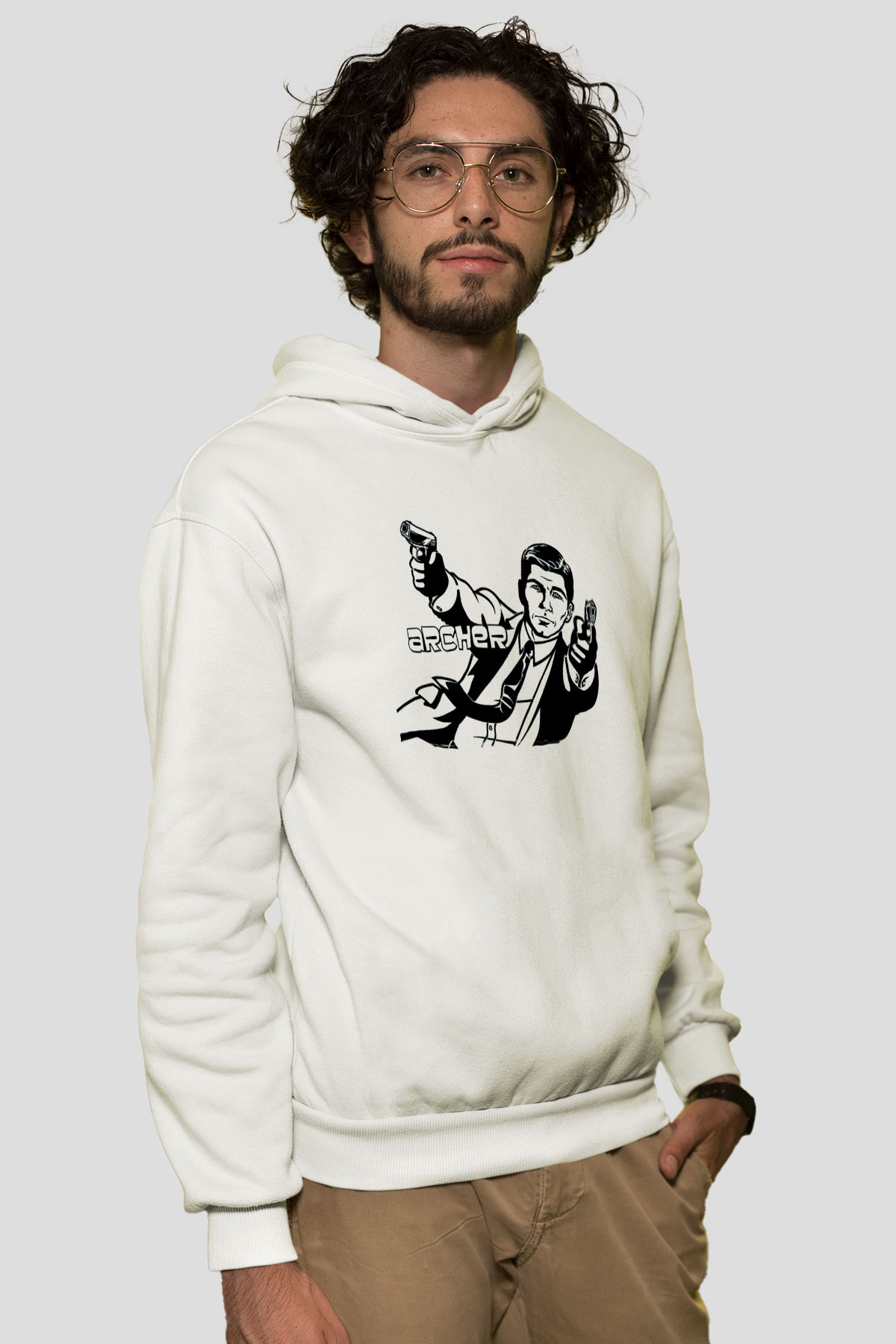 Archer Beyaz Unisex Hoodie