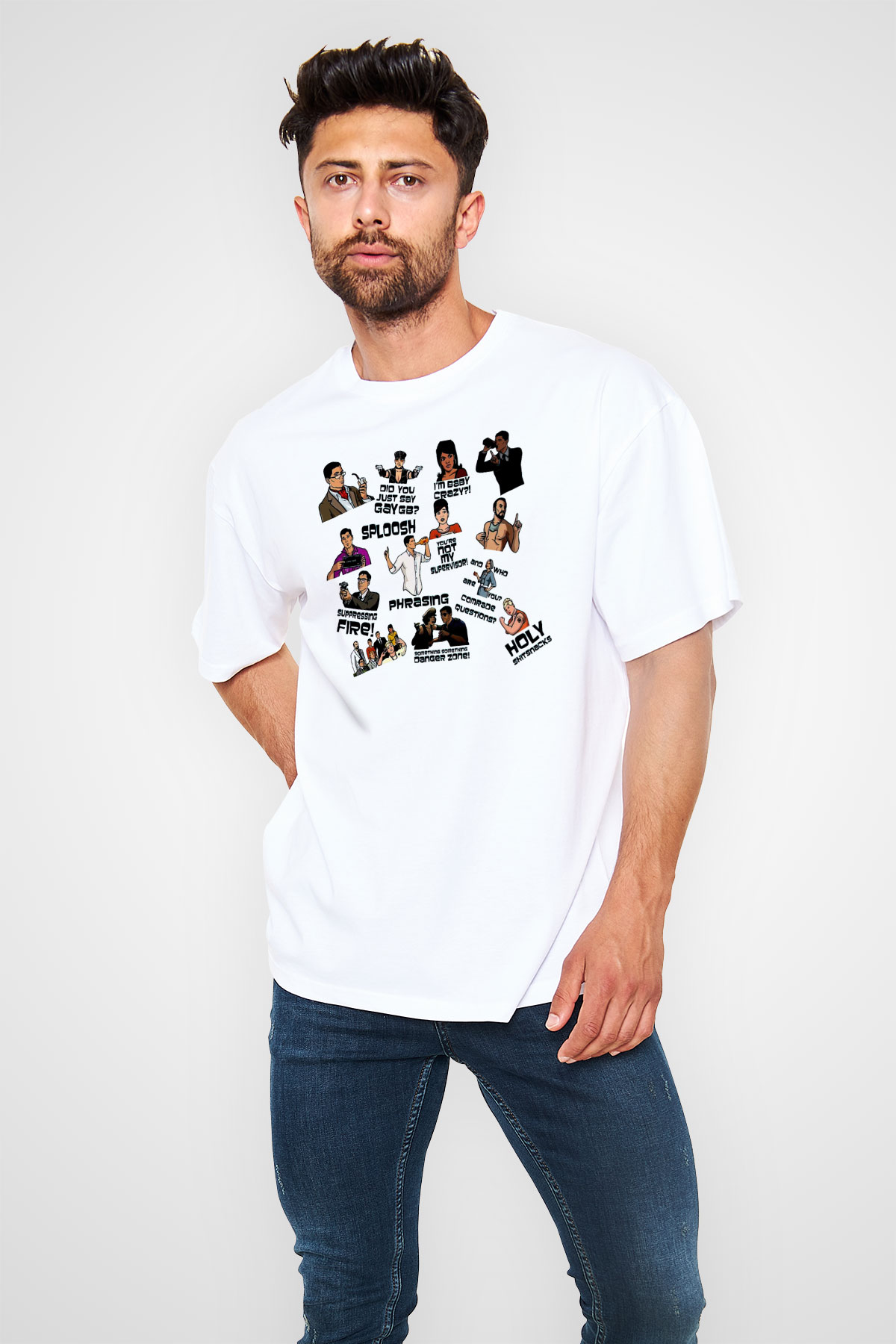 Archer Beyaz Oversize Tişört Oversize T-shirt