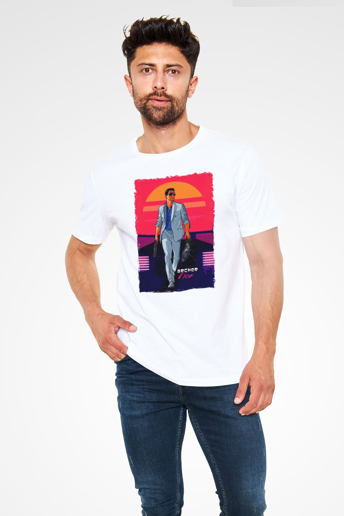 Archer Beyaz Unisex Tişört T-Shirt