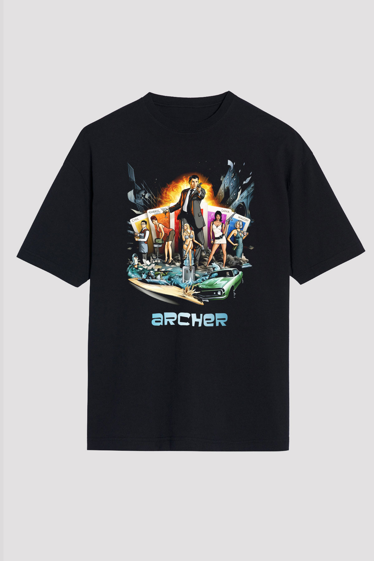 Archer Siyah Unisex Oversize Tişört T-Shirt