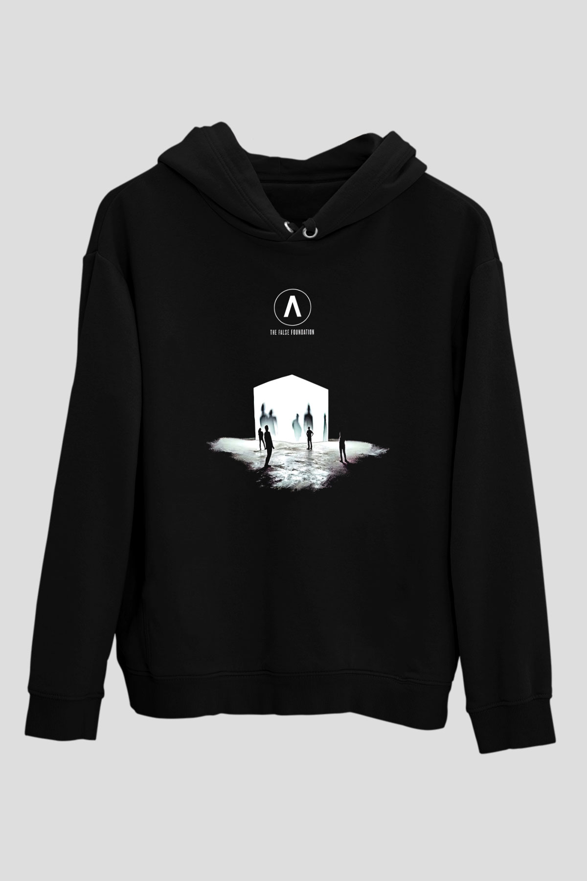 Archive Baskılı Unisex Siyah Kapüşonlu Sweatshirt