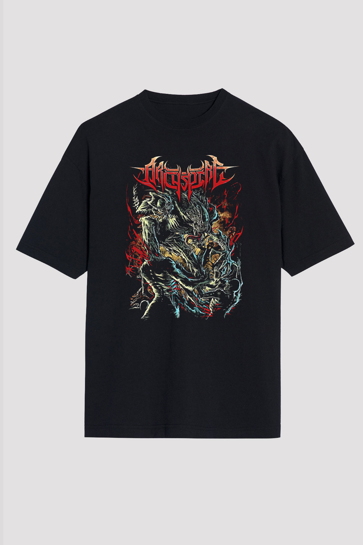 Archspire Baskılı Unisex Siyah Oversize Tişört - Tshirt