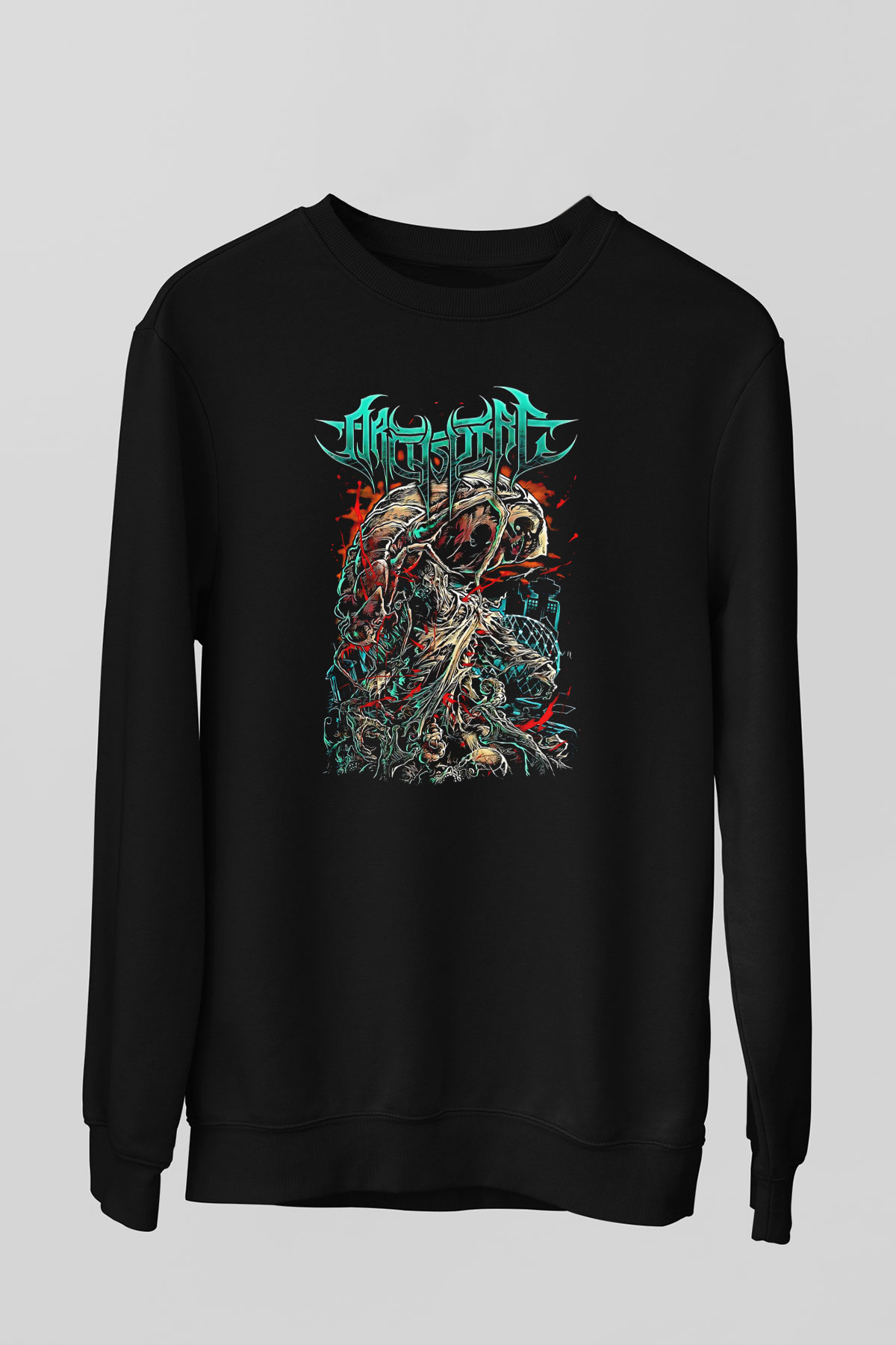 Archspire Baskılı Unisex Siyah Sweatshirt