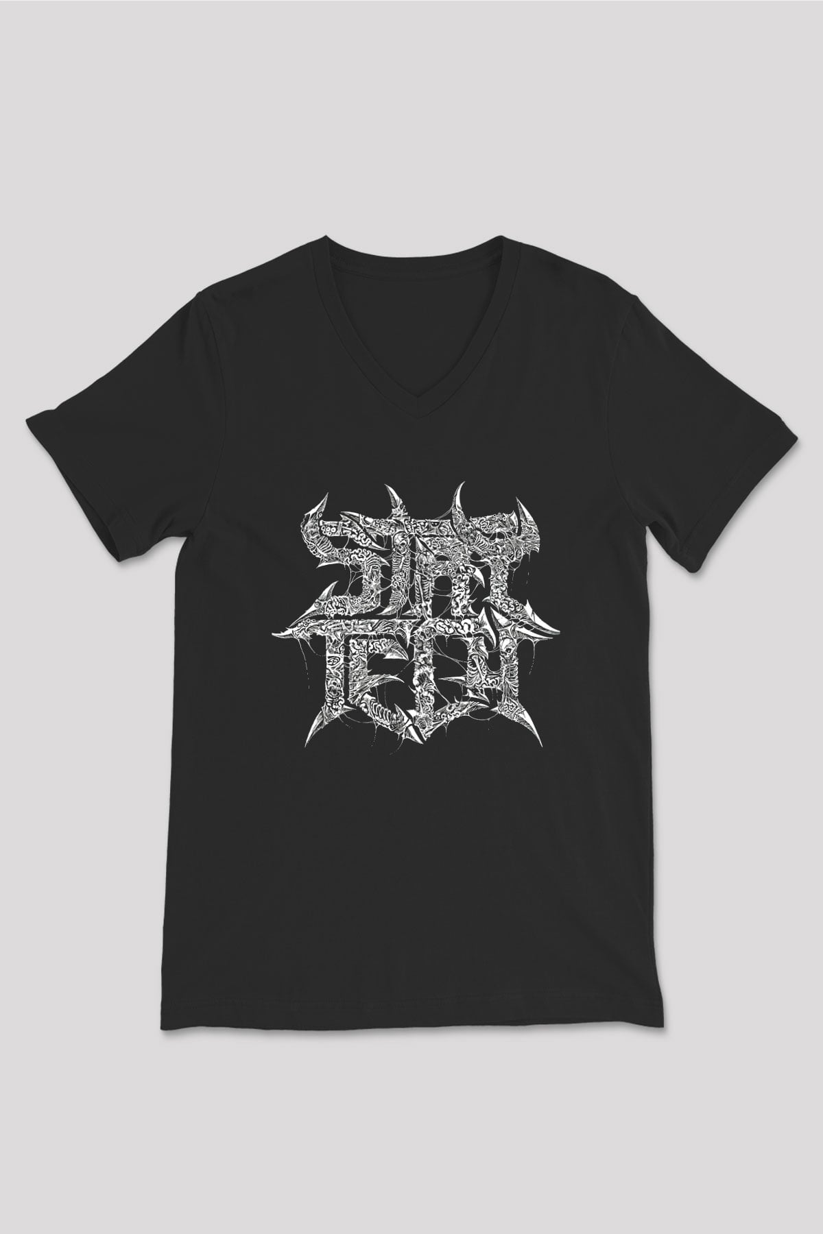 Archspire Baskılı Unisex Siyah V Yaka Tişört - Tshirt
