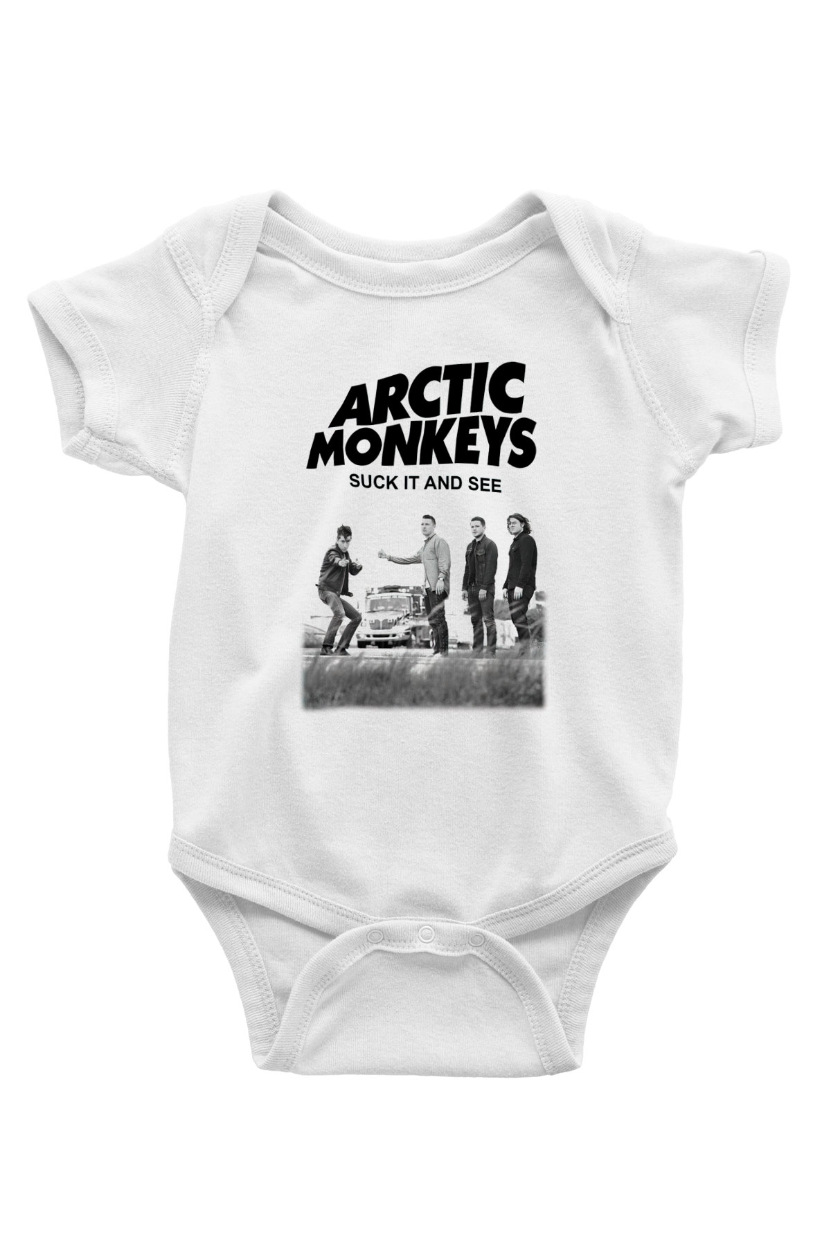 Arctic Monkeys Baskılı Beyaz Unisex Bebek Body - Zıbın