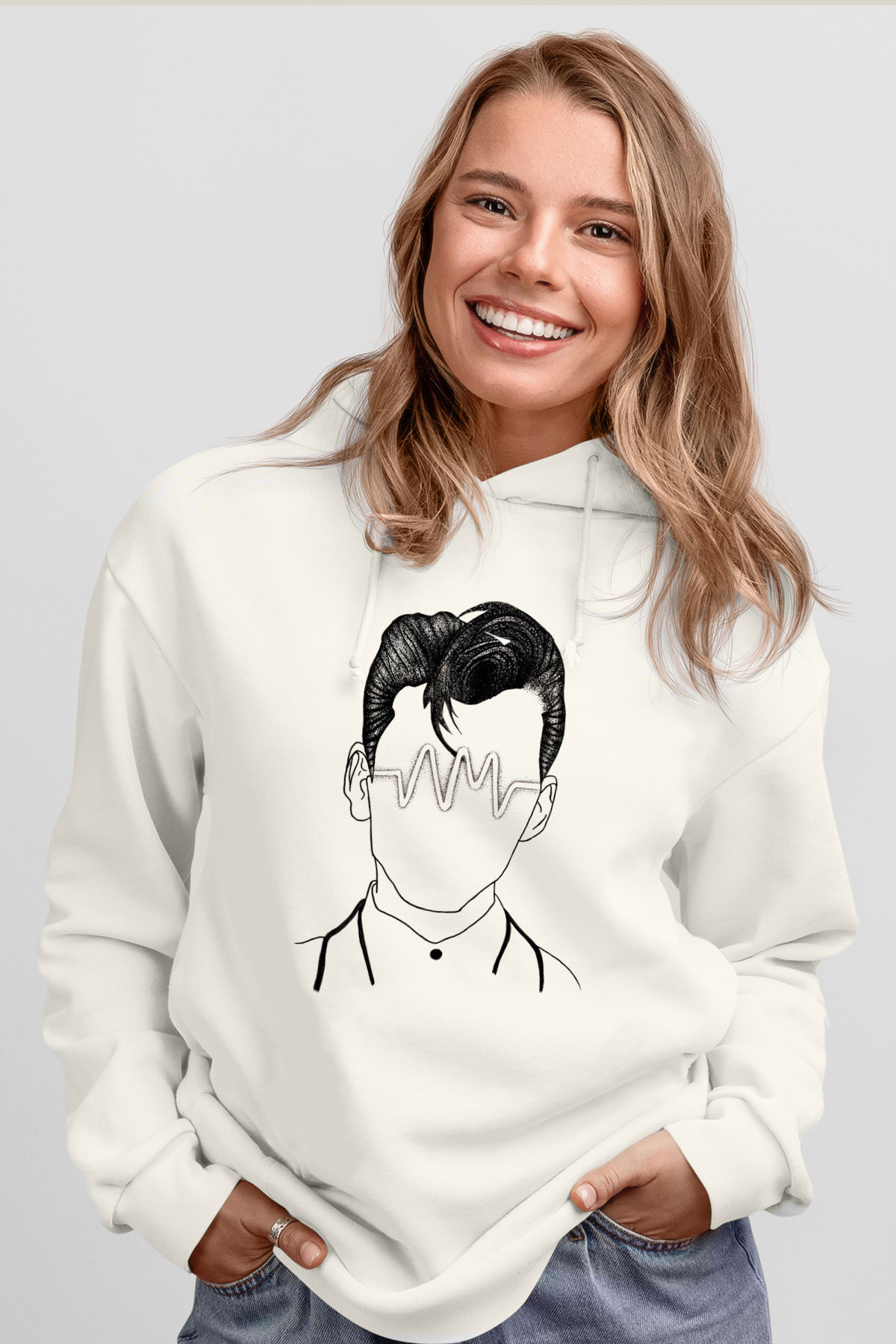 Arctic Monkeys Beyaz Unisex Kapüşonlu Sweatshirt